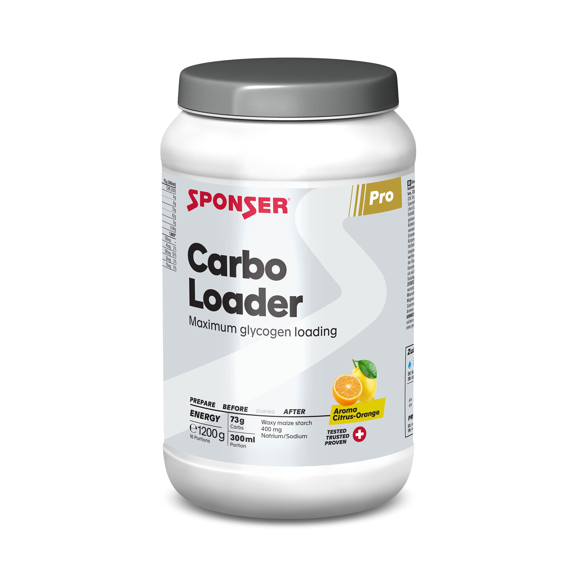 Image of Sponser Carbo Loader Citrus-Orange 1200g Getränkepulver Schwarz, Herren, Größe: 0