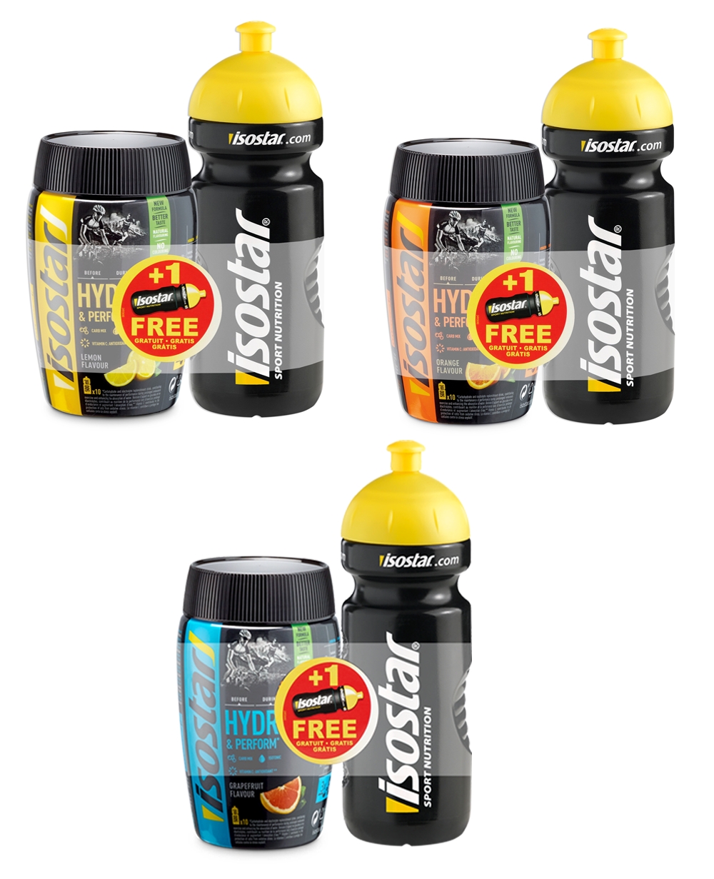 Image of Isostar Hydrate & Perform 400 g Getränkepulver + Trinkflasche Schwarz, Herren, Größe: 0