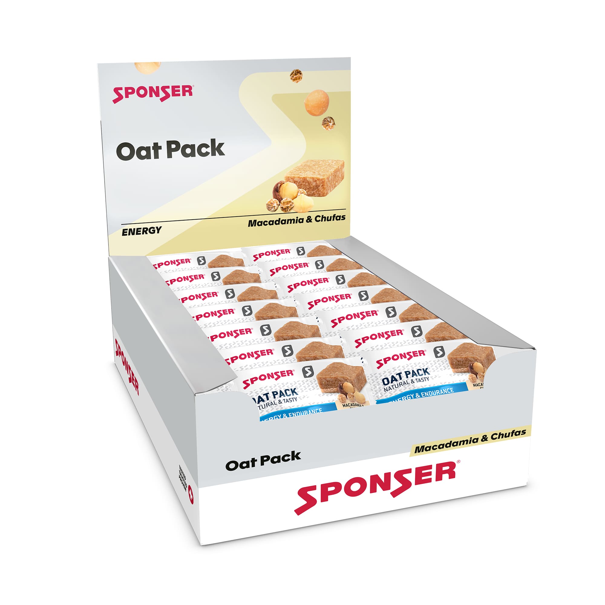 Sponser Oat Pack Macadamia-Chufas 30 x 60 g Sportriegel Weiss, Herren, Größe: 0