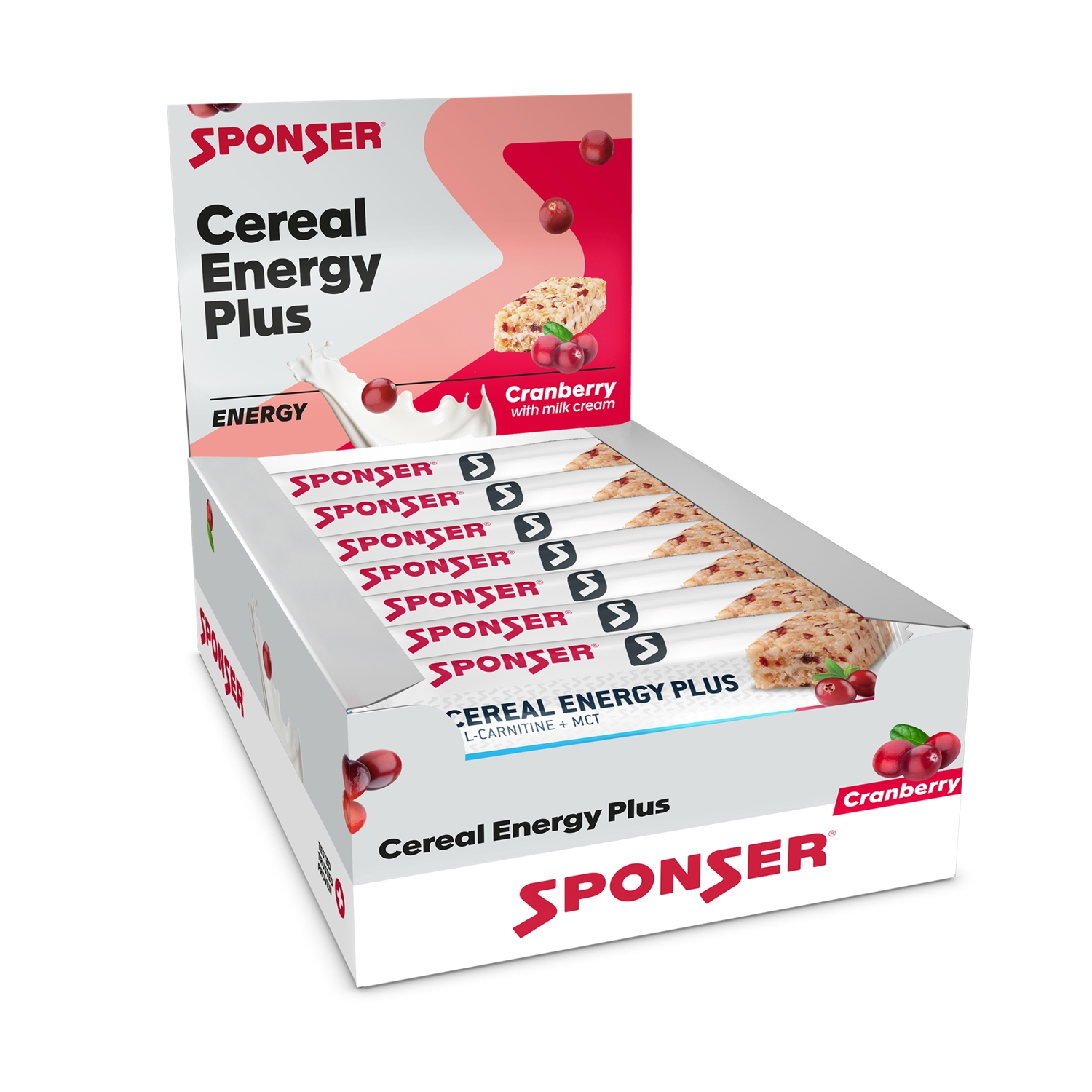 Sponser Cereal Energy Plus Cranberry 15 x 40 g Sportriegel Weiss, Herren, Größe: 0