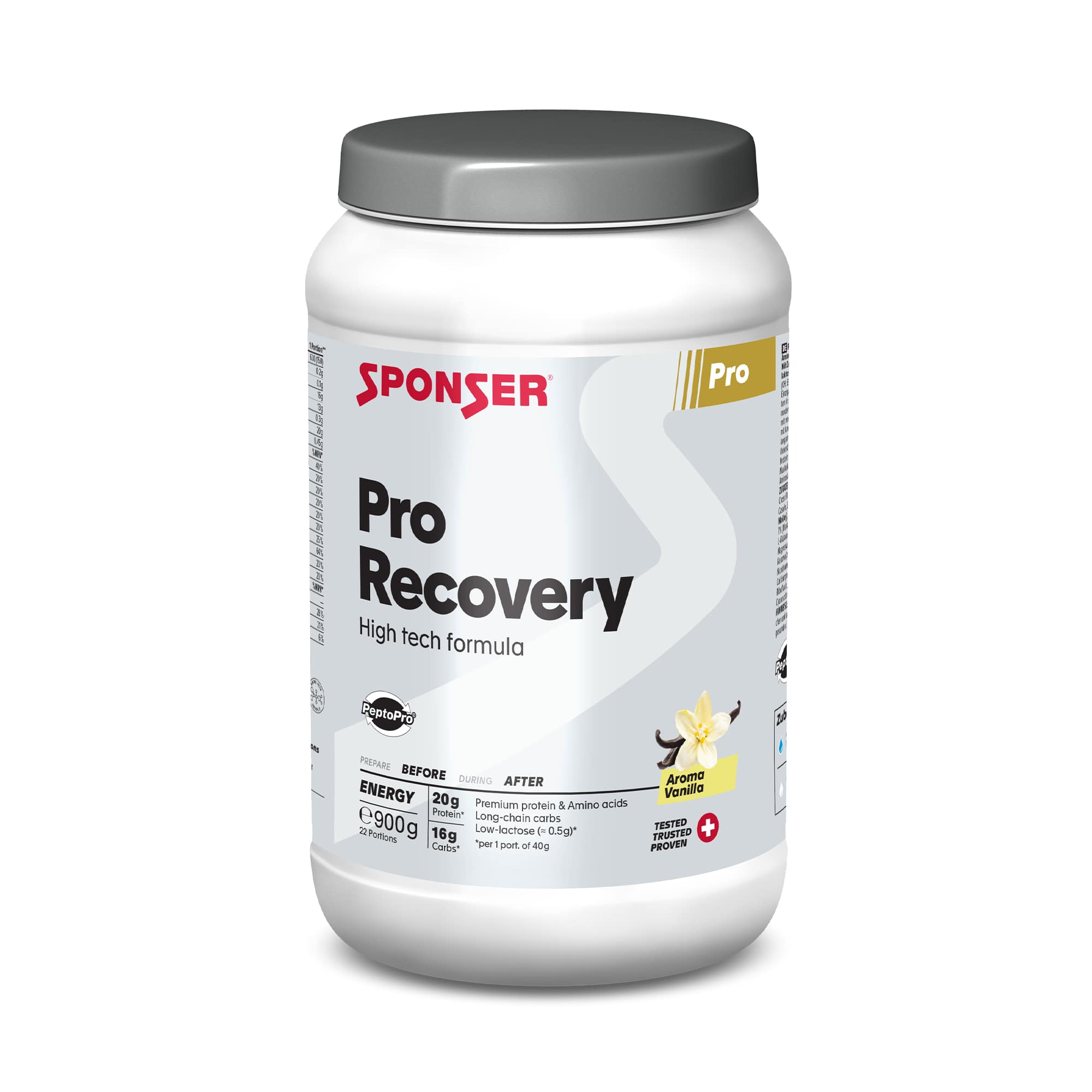 Sponser Pro Recovery Vanille 800 g Proteinpräparat Rot, Herren, Größe: 0