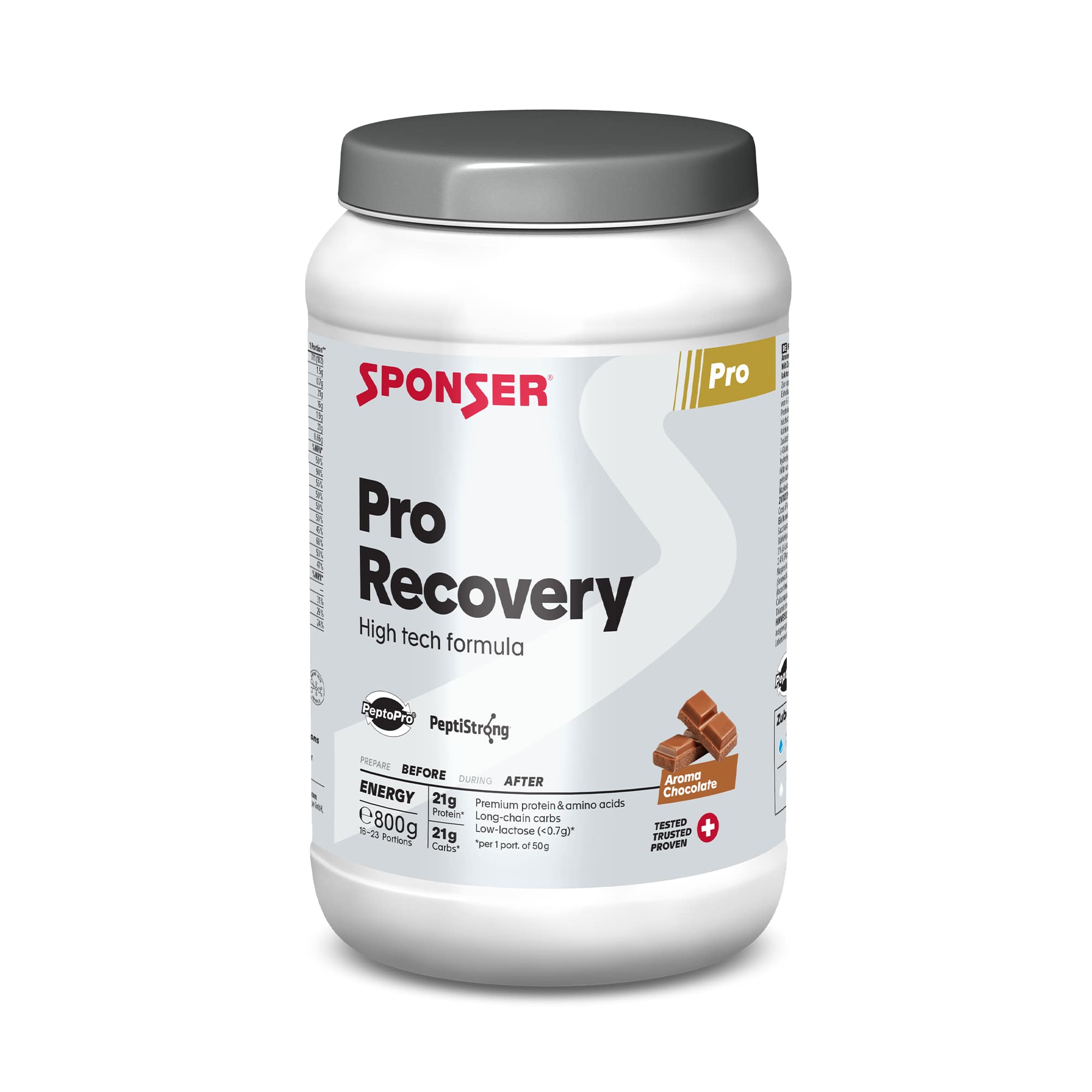 Sponser Pro Recovery Chocolate 800 g Proteinpräparat Schwarz, Herren, Größe: 0
