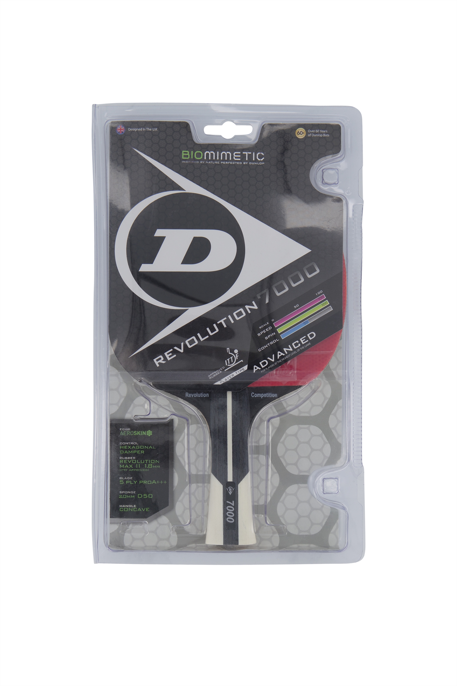 Image of Dunlop Revolution 7000 Competition Tischtennisschläger Schwarz, , Größe: 0