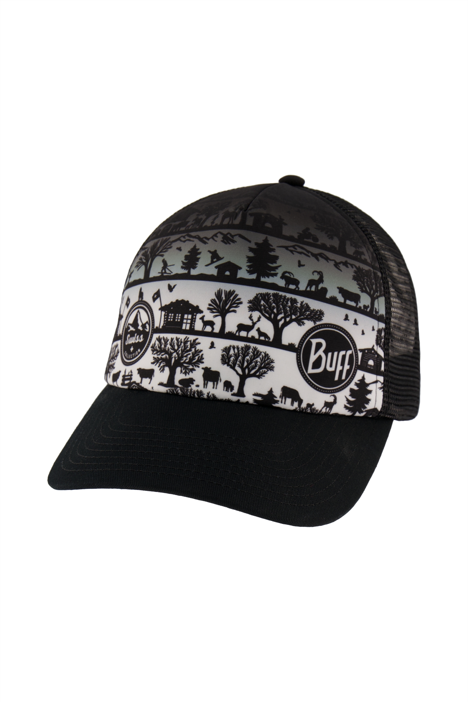 Buff Swiss Collection Trucker Cap Schwarz, Herren, Größe: ONE SIZE