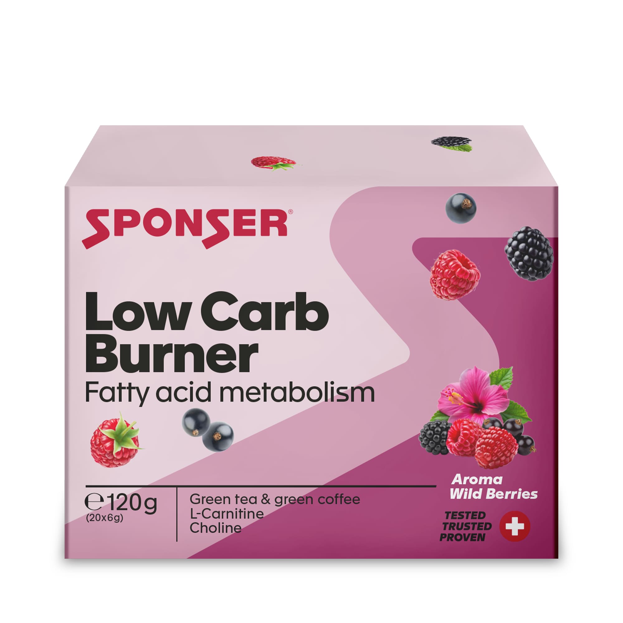 Image of Sponser Low Carb Burner Wild Berries 20 x 6g Nahrungsergänzung Weiss, Herren, Größe: 0