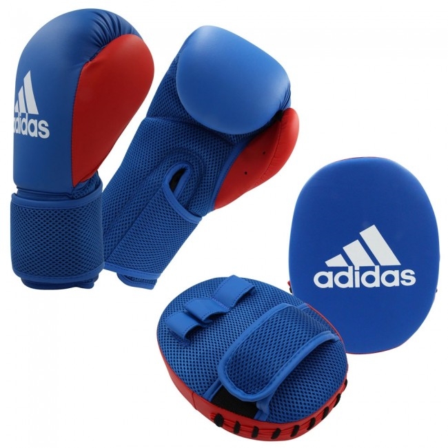 adidas 2-Pack Kinder Boxhandschuh + Pratze Blau, , Größe: ONE SIZE