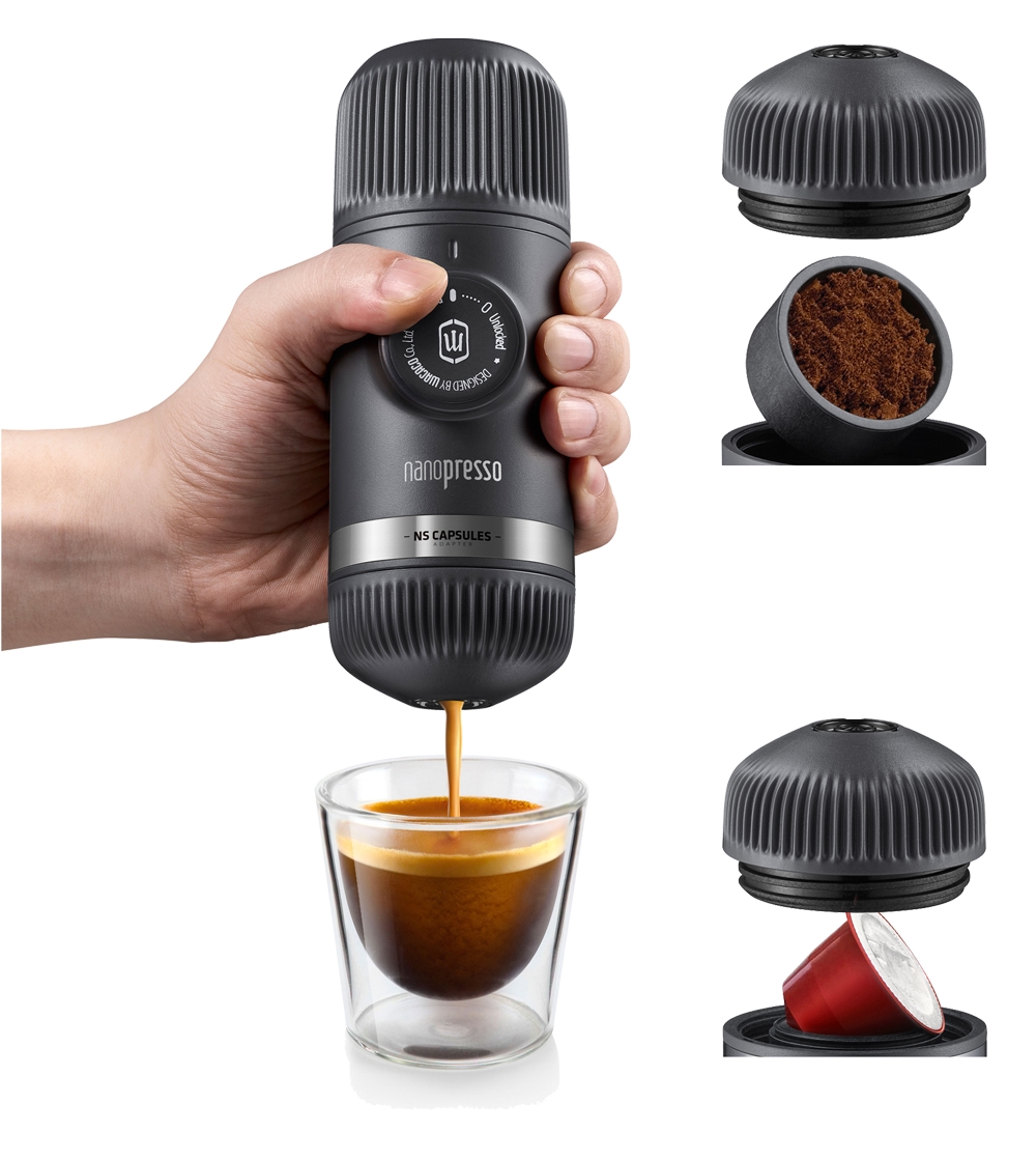 Image of Wacaco Nanopresso + NS Adapter Espressomaschine Grau, Herren, Größe: ONE SIZE