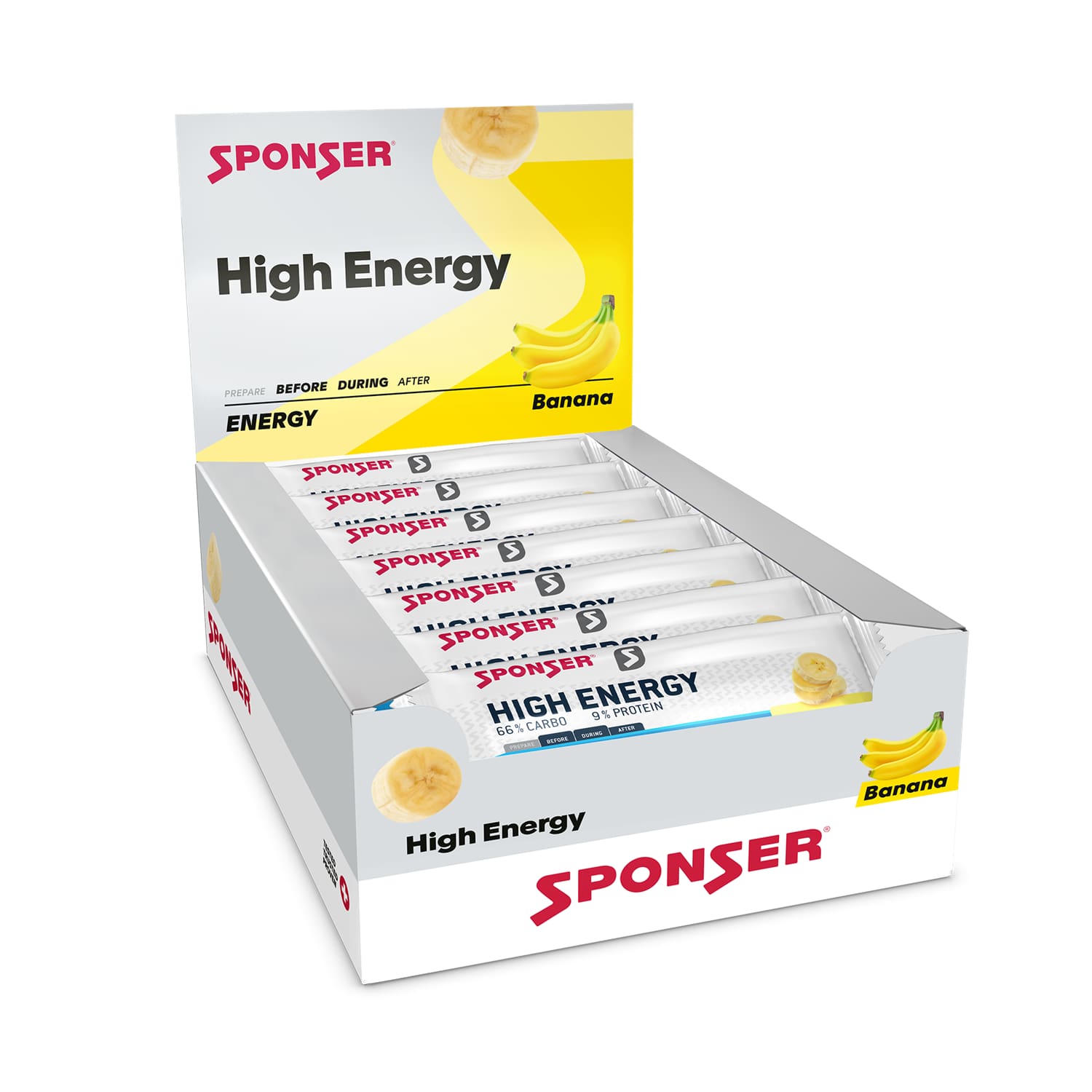 Image of Sponser High Energy Banana 30 x 45 g Sportriegel Grau, Herren, Größe: 0