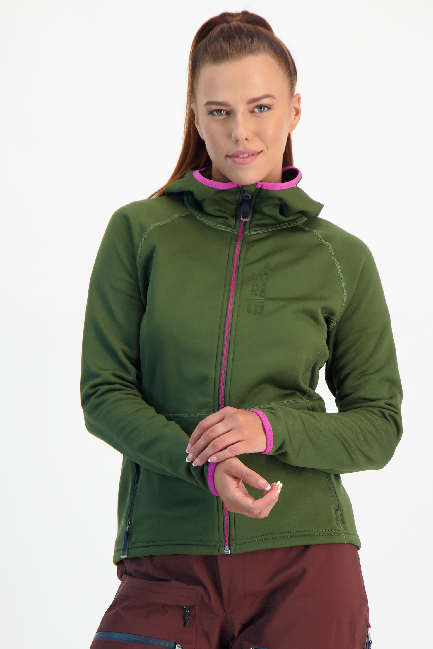 Elevenate Skiers Hood Damen Midlayer Grün, Damen, Größe: XS