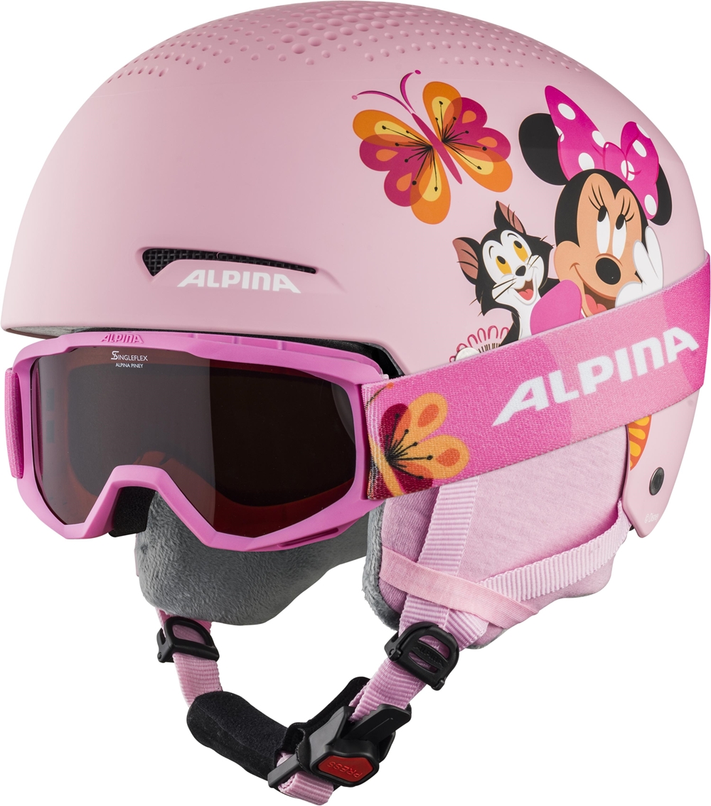 ALPINA Zupo Disney Kinder Skihelm + Brille Rosa, , Größe: 48-52