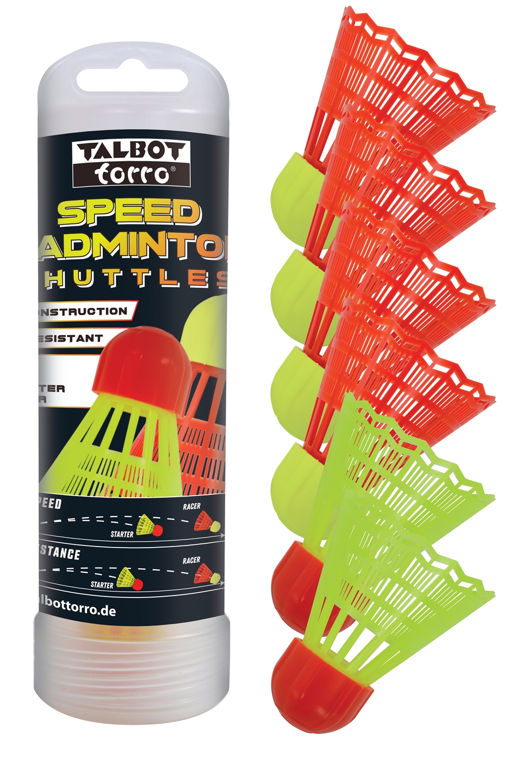 Talbot-Torro 6-Pack Speed Badminton Shuttle Orange, , Größe: ONE SIZE