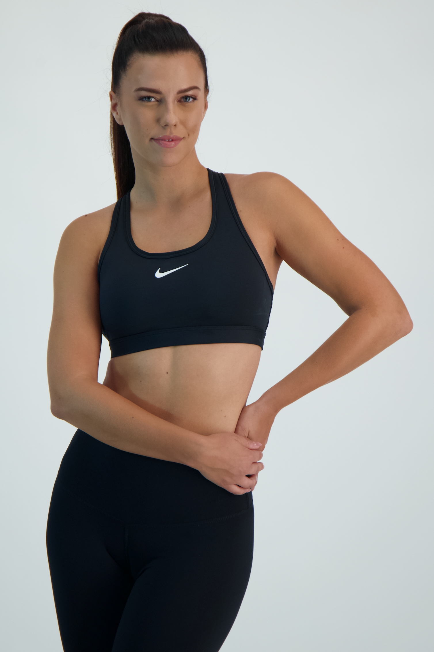 Image of Nike Swoosh Padded Medium Damen Sport-BH Schwarz, Damen, Größe: L
