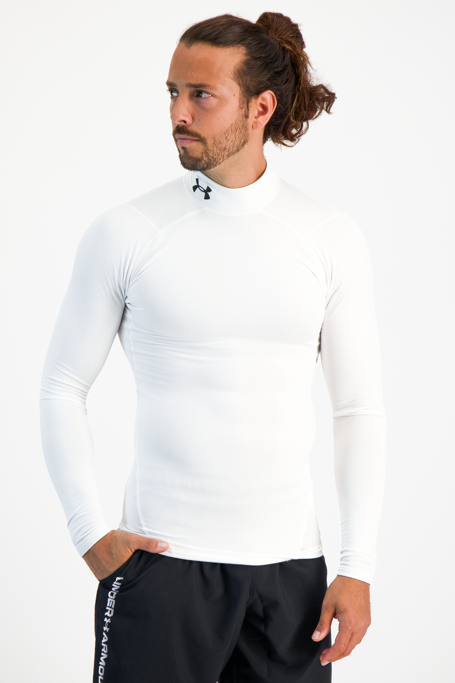 Image of Under Armour ColdGear® Compression Mock Herren Longsleeve Weiss, Herren, Größe: L