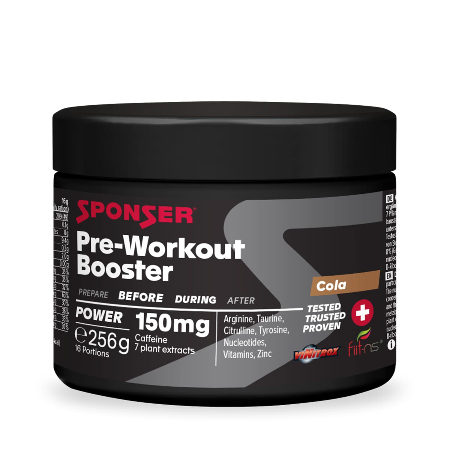 Sponser Pre Workout Booster Cola 256 g Getränkepulver Schwarz, Herren, Größe: 0