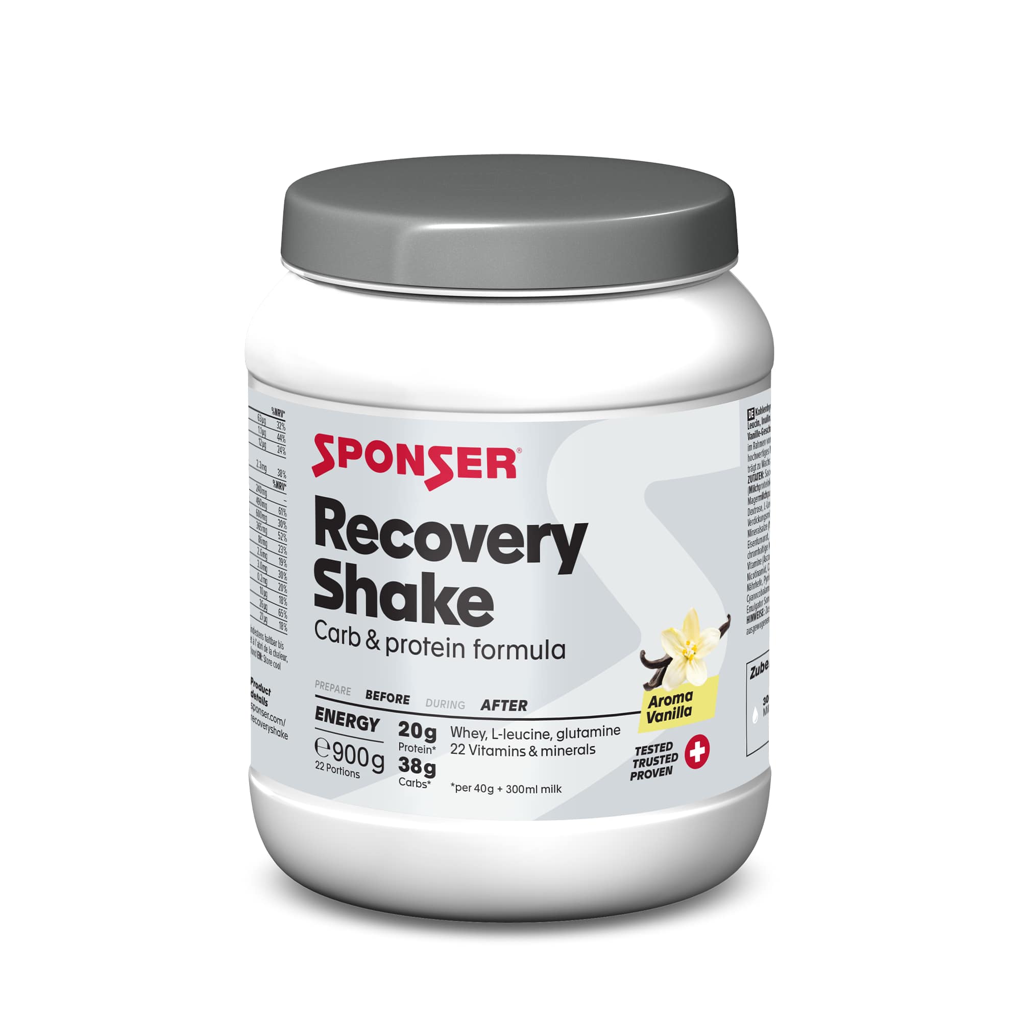 Sponser Recovery Shake Vanilla 900 g Getränkepulver Weiss, Herren, Größe: 0