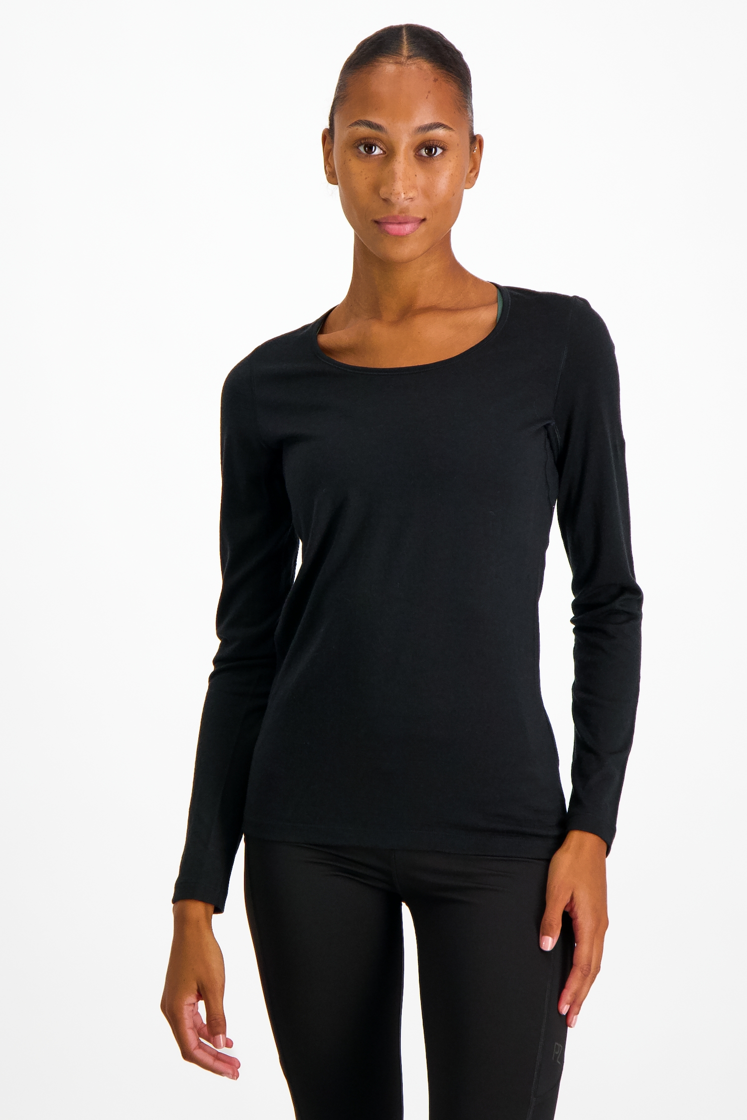 icebreaker Merino 200 Oasis Scoop Damen Thermo Longsleeve Schwarz, Damen, Größe: L