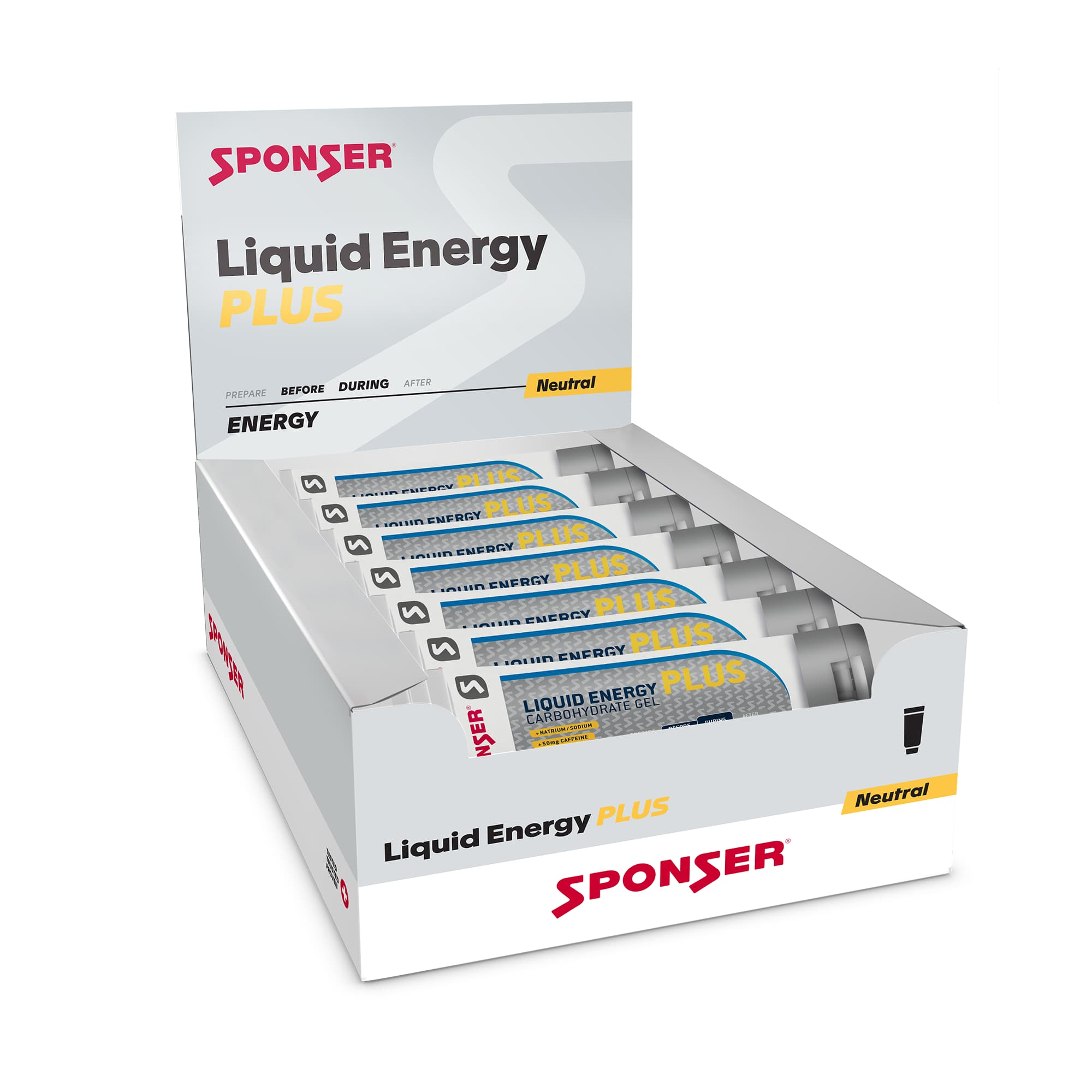 Image of Sponser Liquid Energy Plus Neutral 18 x 70 g Energy Gel Grau, Herren, Größe: 0