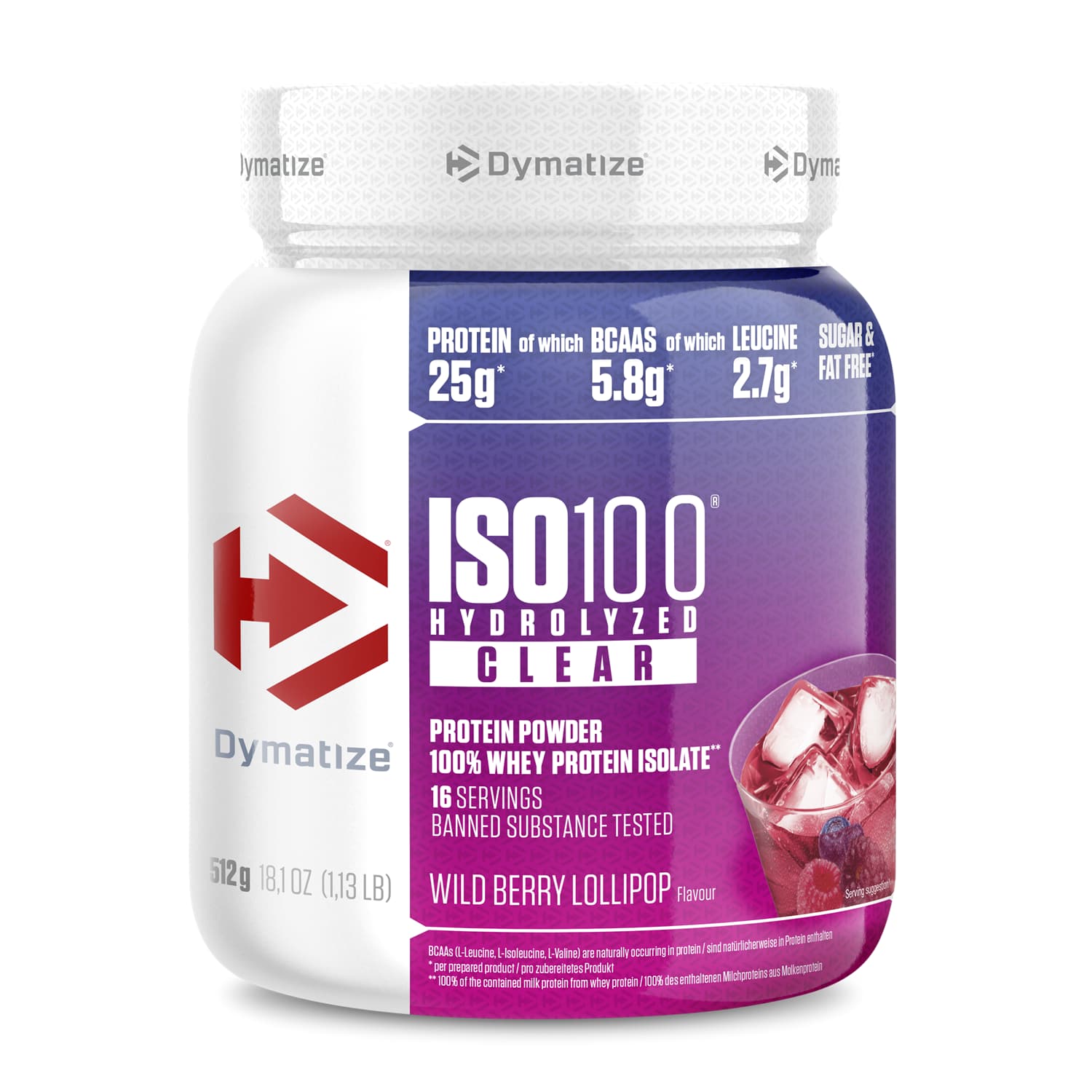 Image of Dymatize Hydrolyzed IsoClear Wild Berry Lollipop 512 g Getränkepulver Lila, Herren, Größe: 0