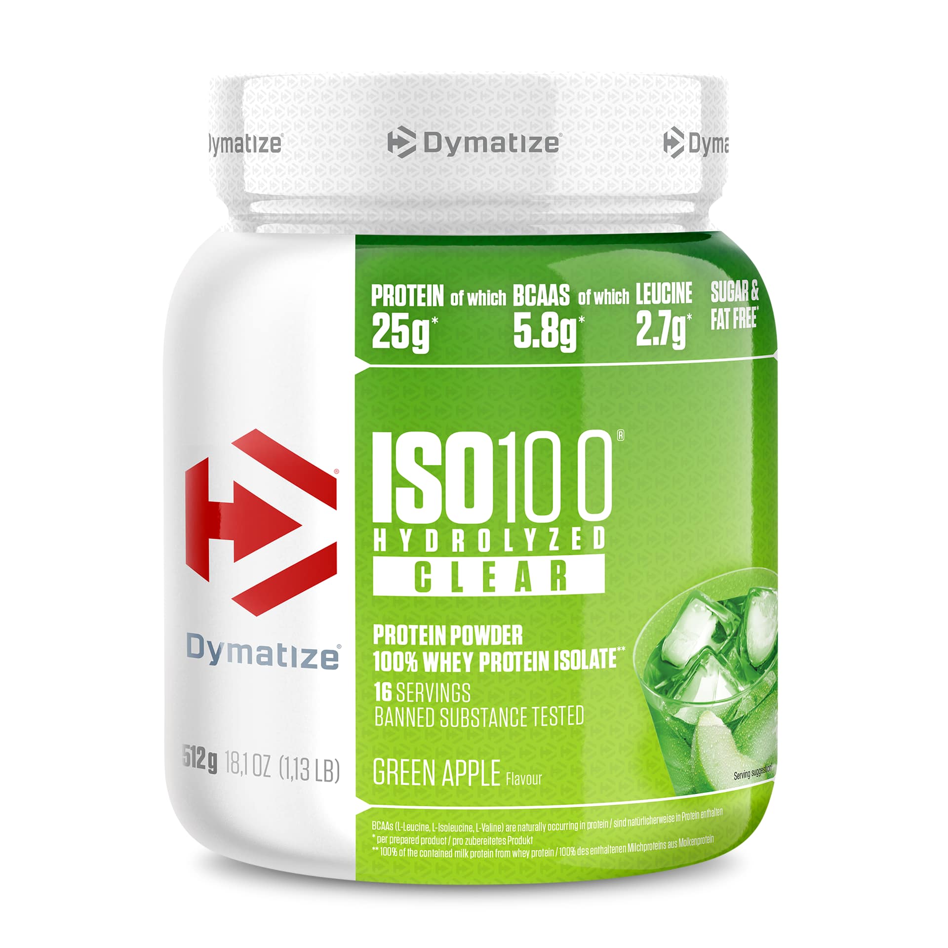 Image of Dymatize Hydrolyzed IsoClear Green Apple 512 g Getränkepulver Grün, Herren, Größe: 0