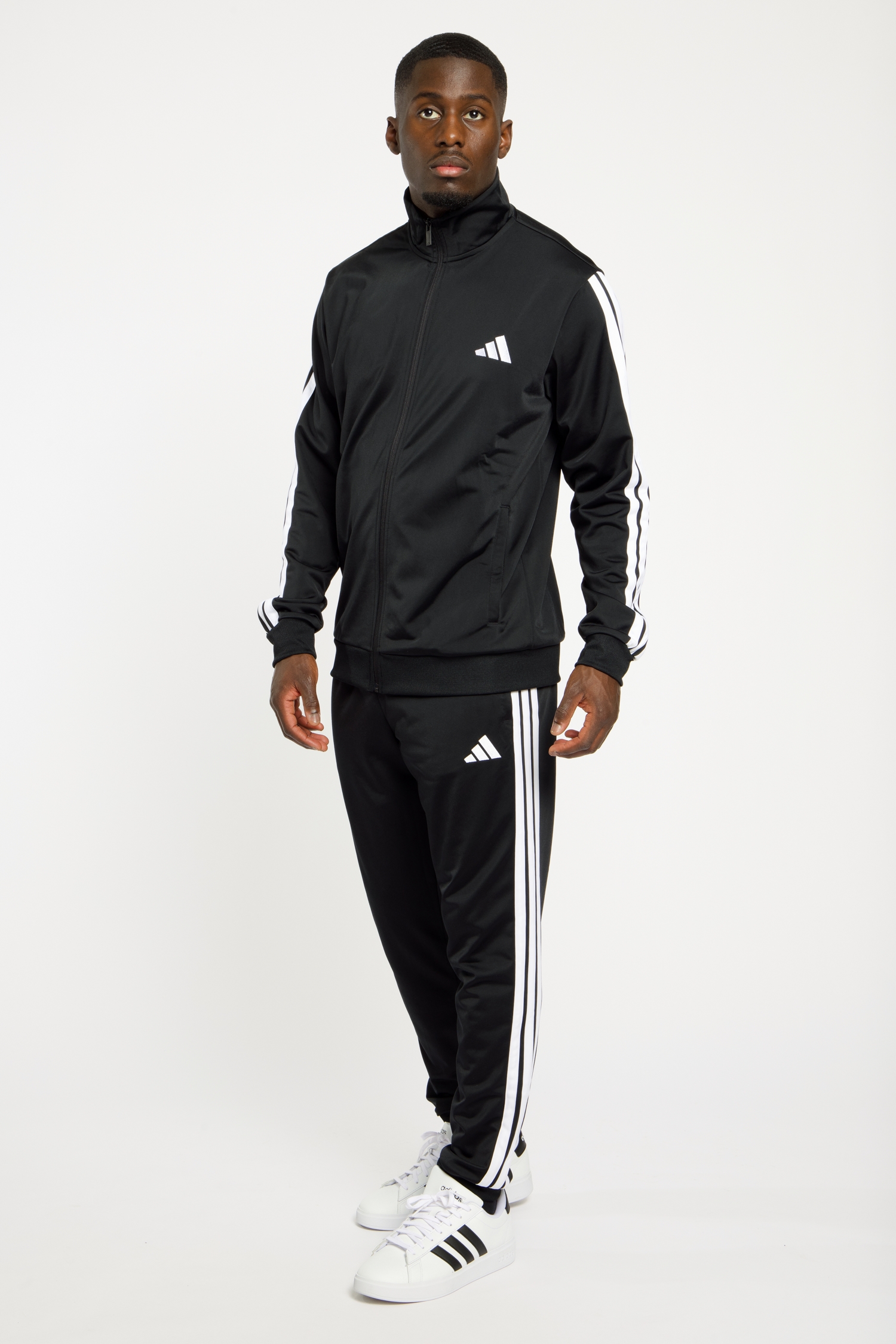 Image of adidas Basic 3S Tricot Herren Trainingsanzug Schwarz, Herren, Größe: L