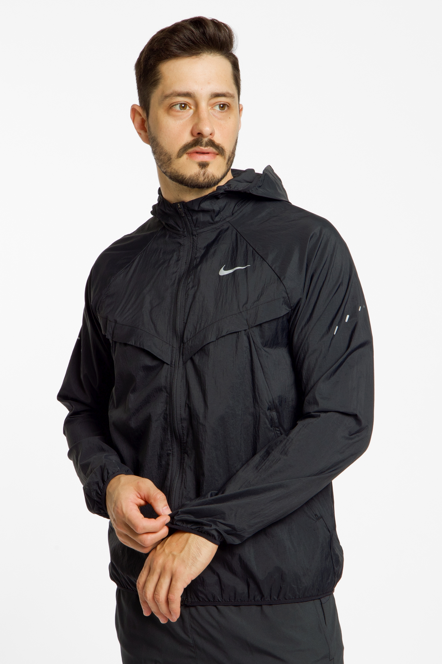 Image of Nike Stride Dri-FIT UV Herren Laufjacke Schwarz, Herren, Größe: L