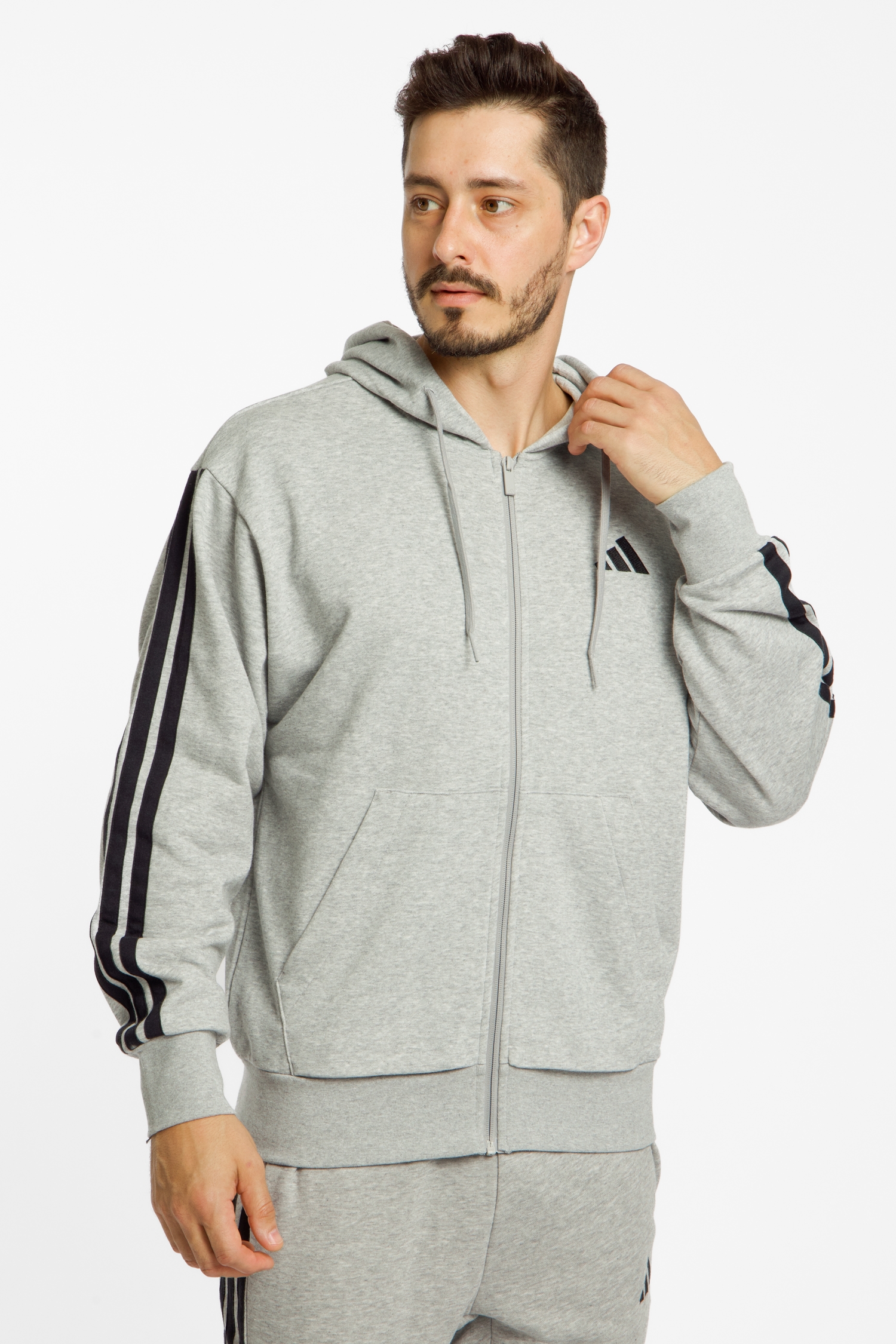 Image of adidas Essentials 3S French Terry Herren Trainingsjacke Grau, Herren, Größe: L
