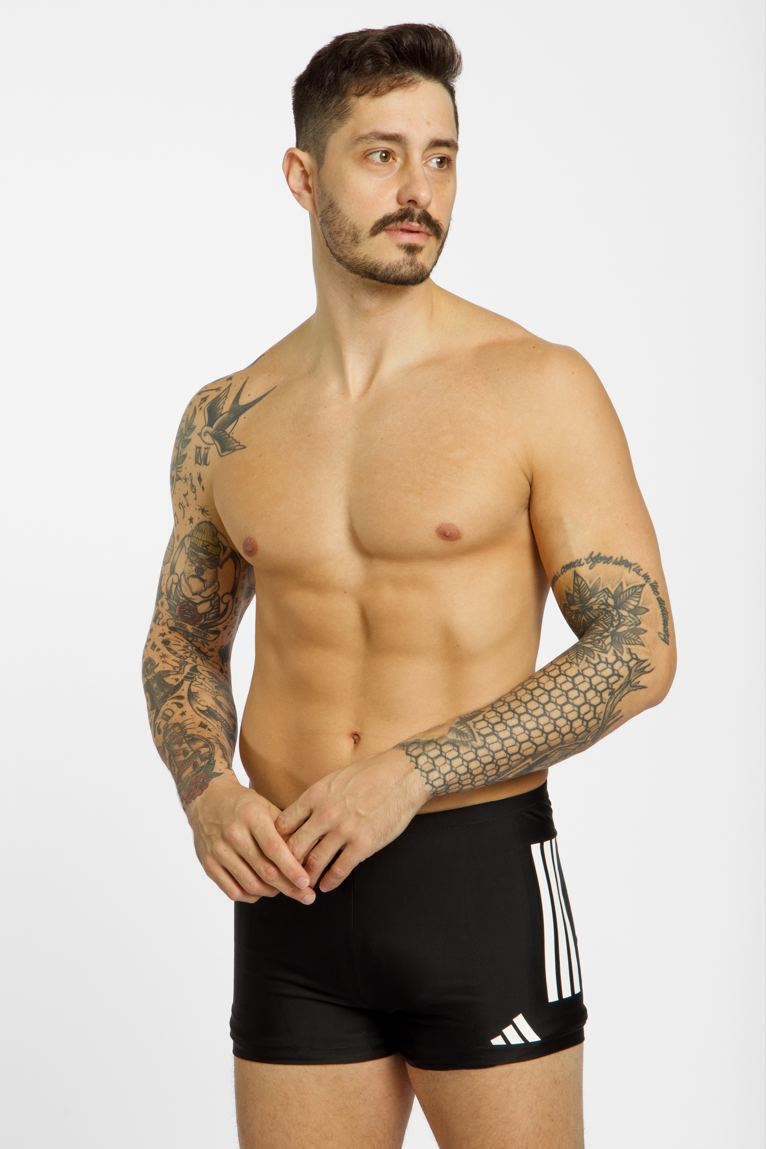 Image of adidas 3S Boxer Herren Badehose Schwarz, Herren, Größe: 5