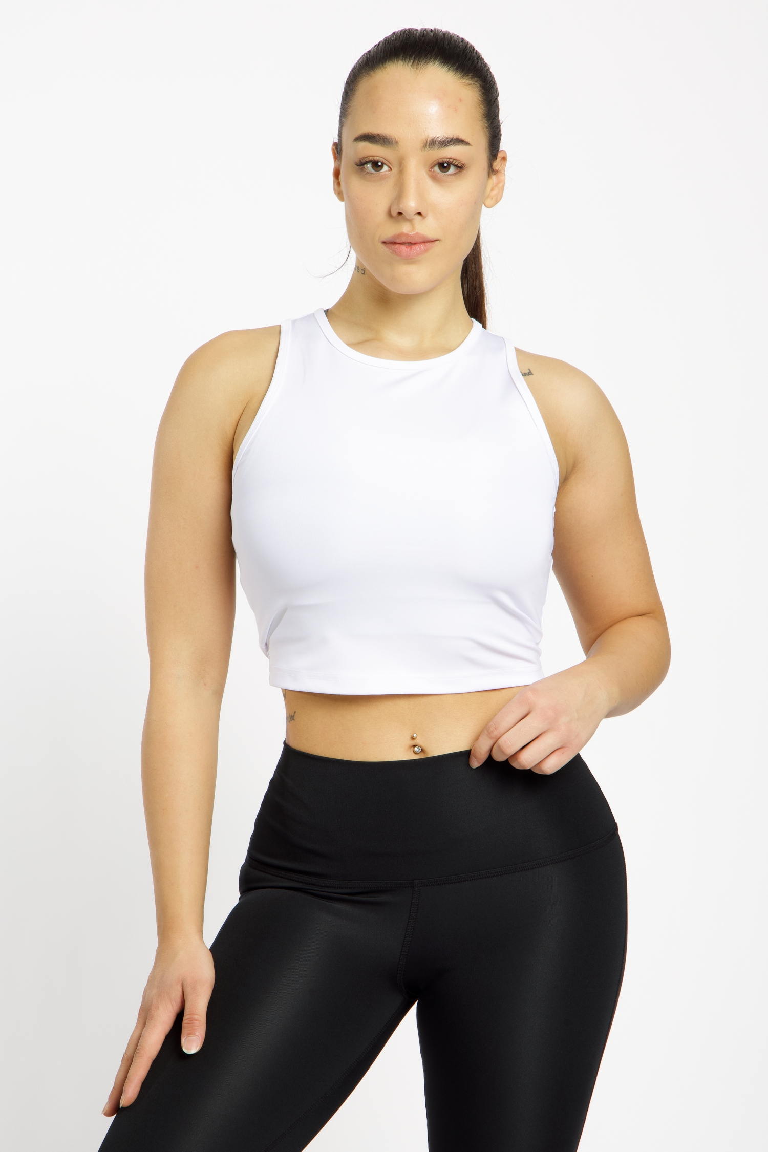Image of POWERZONE Cropped Damen Top Weiss, Damen, Größe: L