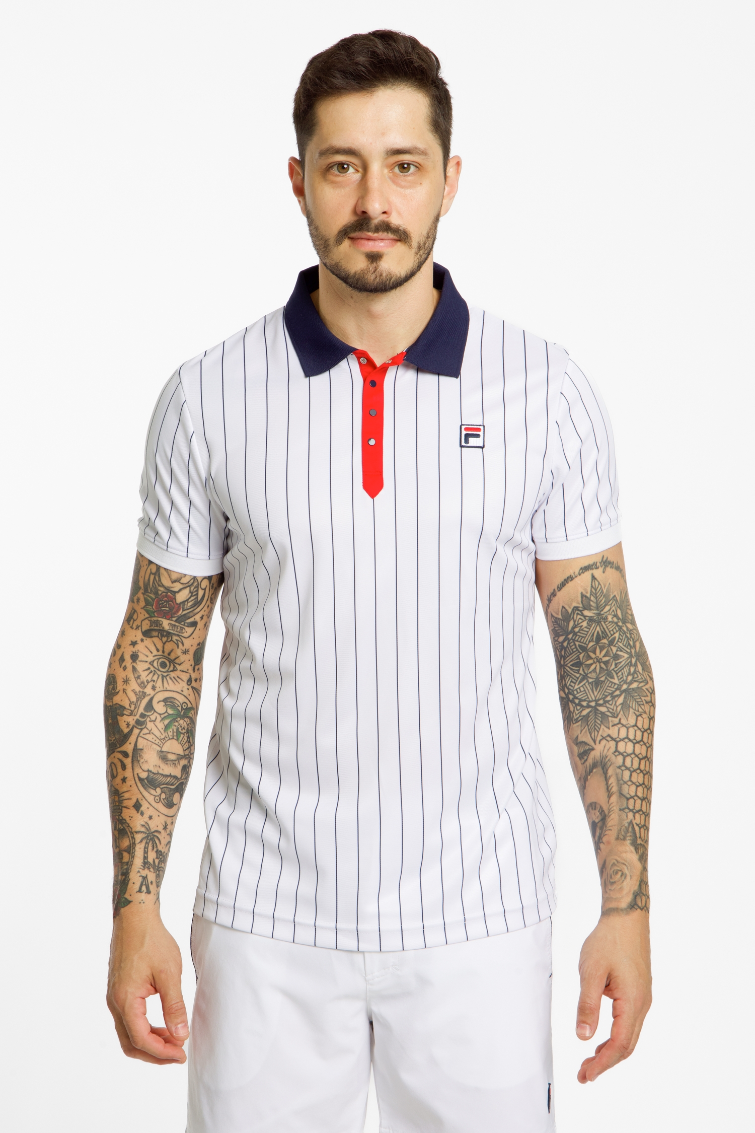 Image of FILA Björn Stripes Herren Tennisshirt Weiss, Herren, Größe: M
