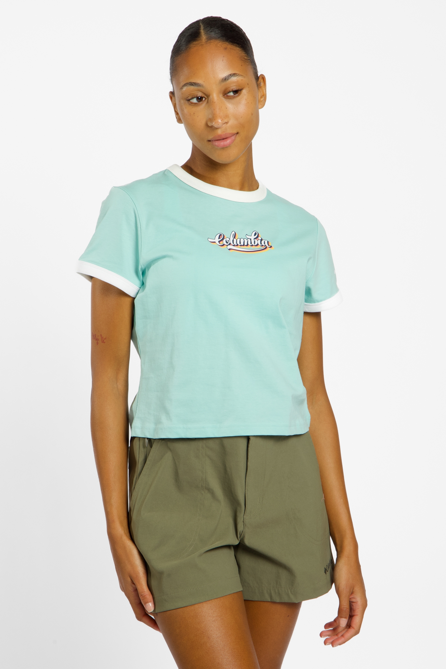 Columbia Rolling Blend™ Ringer Graphic Damen T-Shirt Grün, Damen, Größe: L