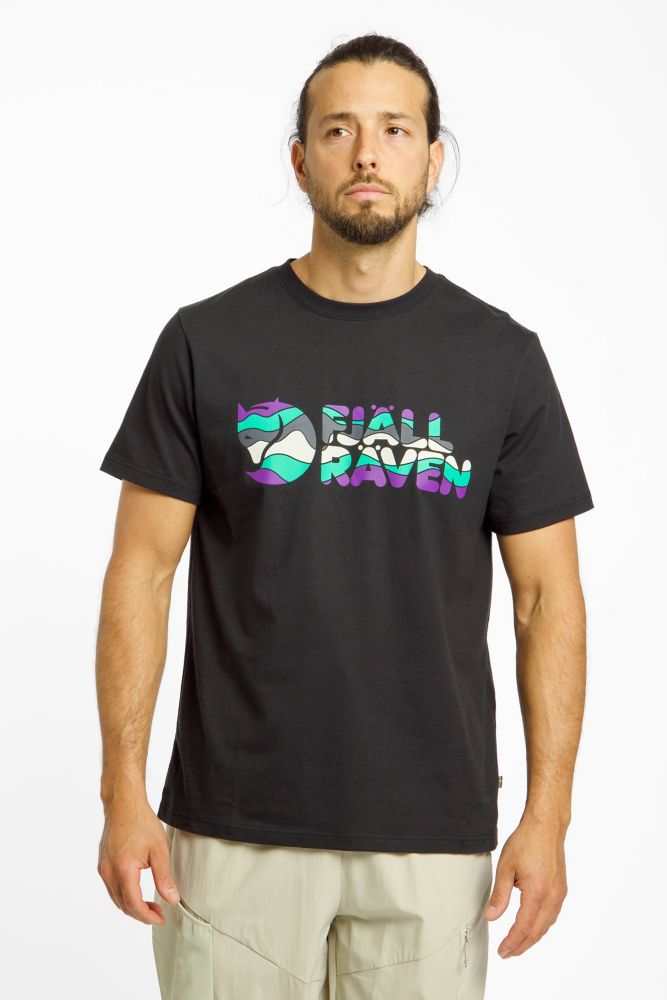 Image of Fjällräven Multicolor Logo Herren T-Shirt Schwarz, Herren, Größe: XXL