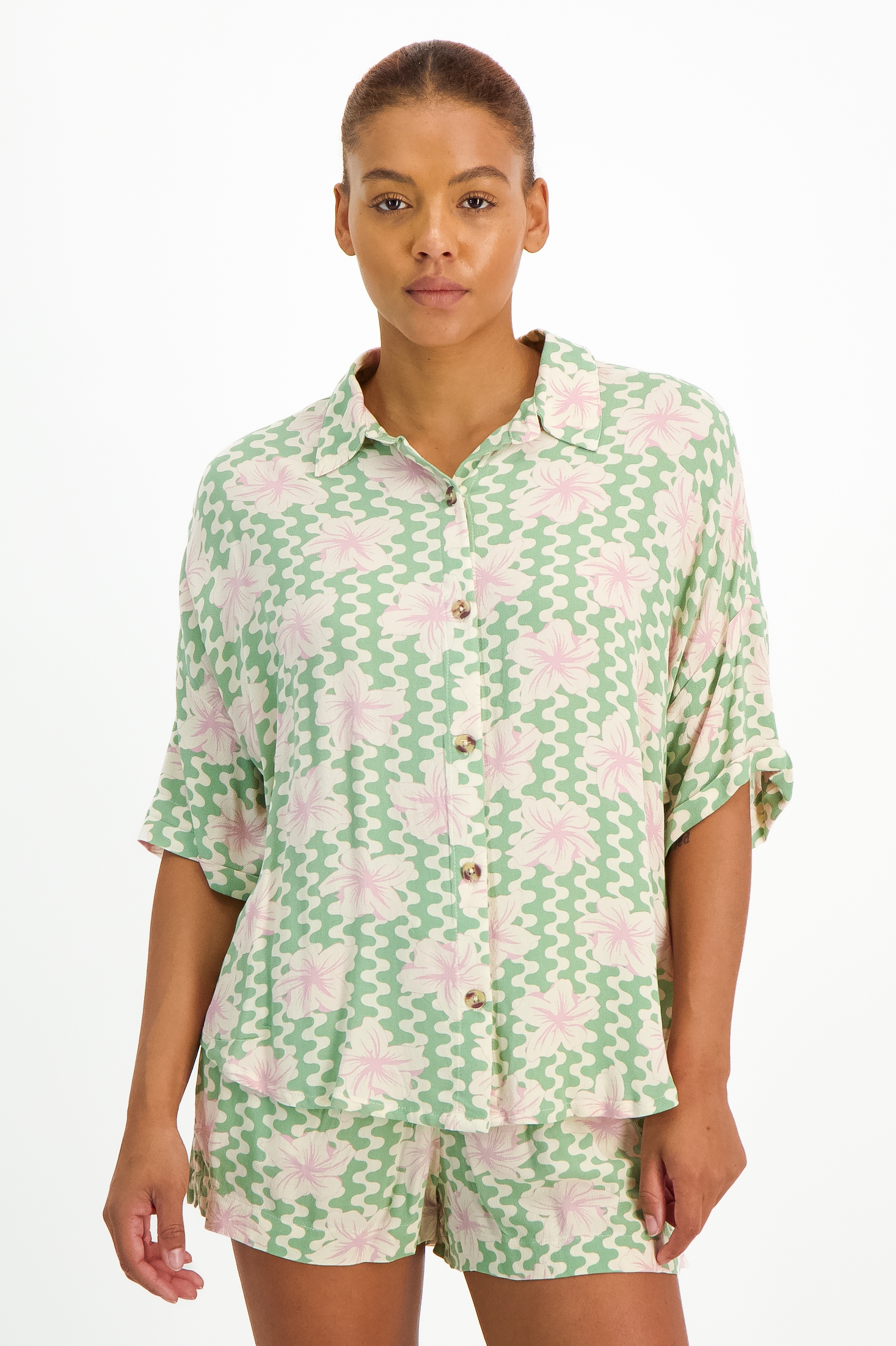 Image of Roxy Beach Nostalgia Damen Bluse Grün, Damen, Größe: L
