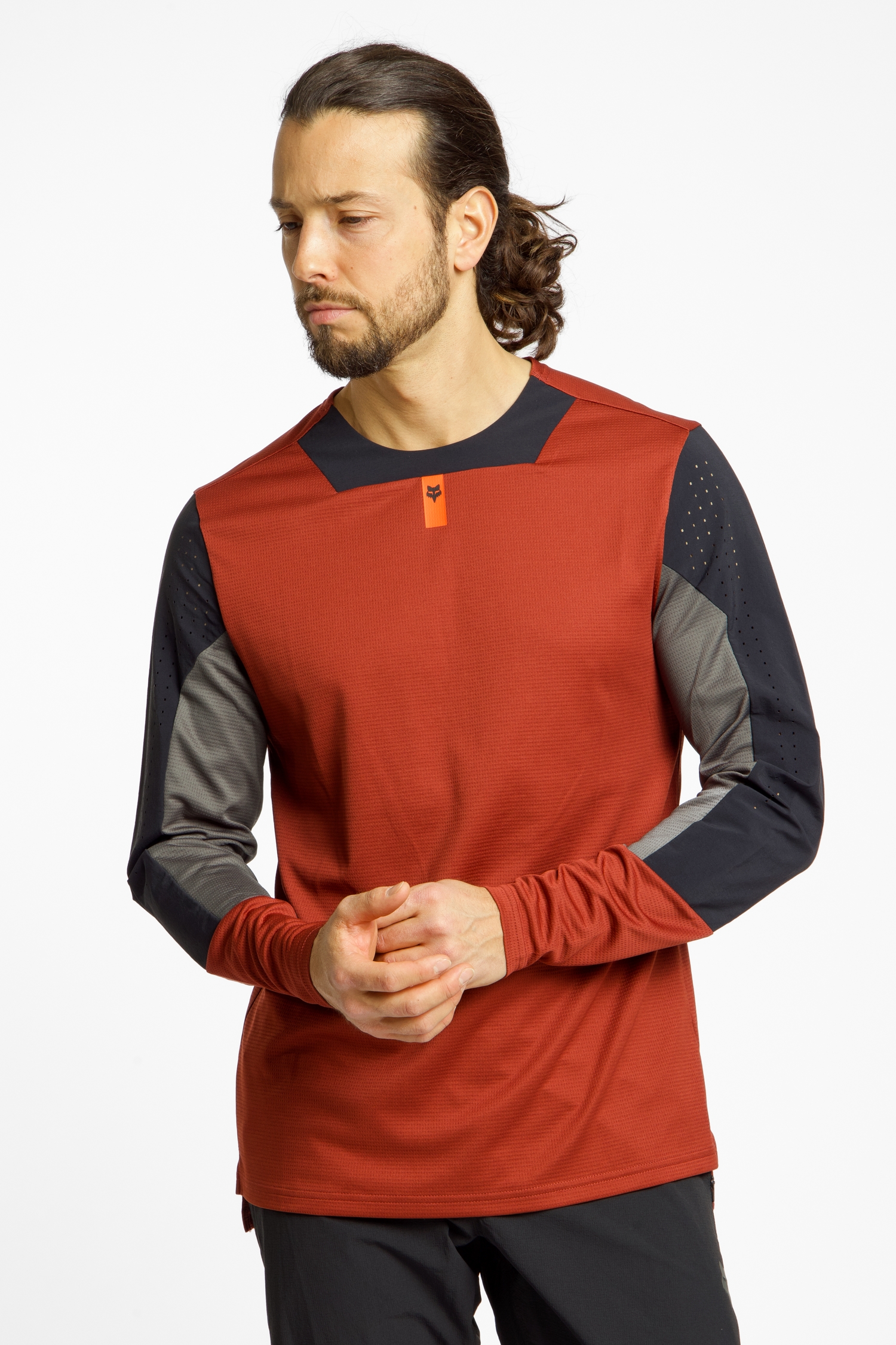 Image of FOX Defend LS Herren Biketrikot Rot, Herren, Größe: S