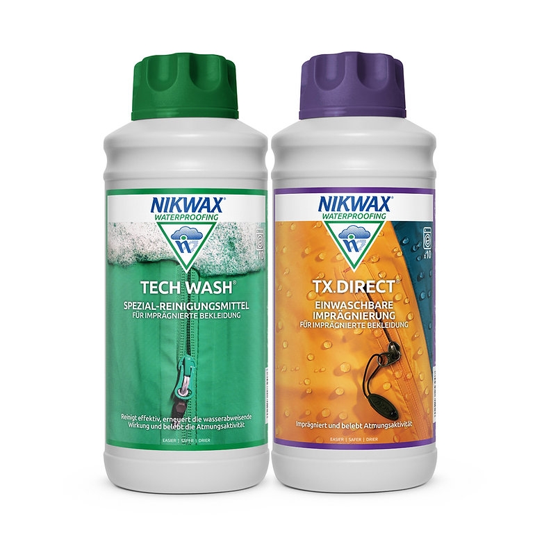 Image of Nikwax 2-Pack 1000 ml Tech Wash + 1000 ml TX. Direct Wash IN Waschmittel + Imprägnierungsmittel Weiss, Herren, Größe: ONE SIZE