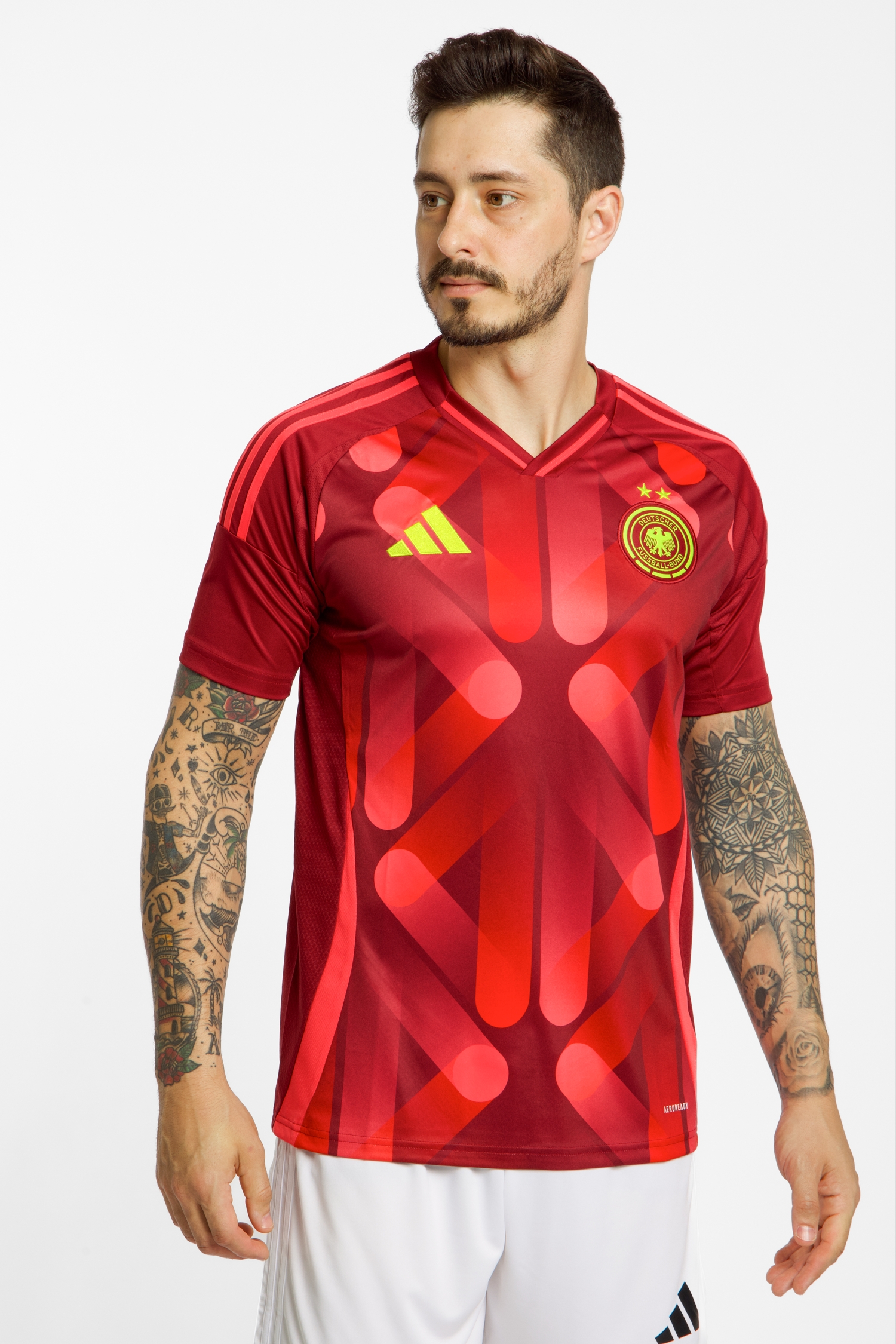 Image of adidas Deutschland Away Replica Herren Fussballtrikot Frauen EM 2025 Rot, Herren, Größe: L
