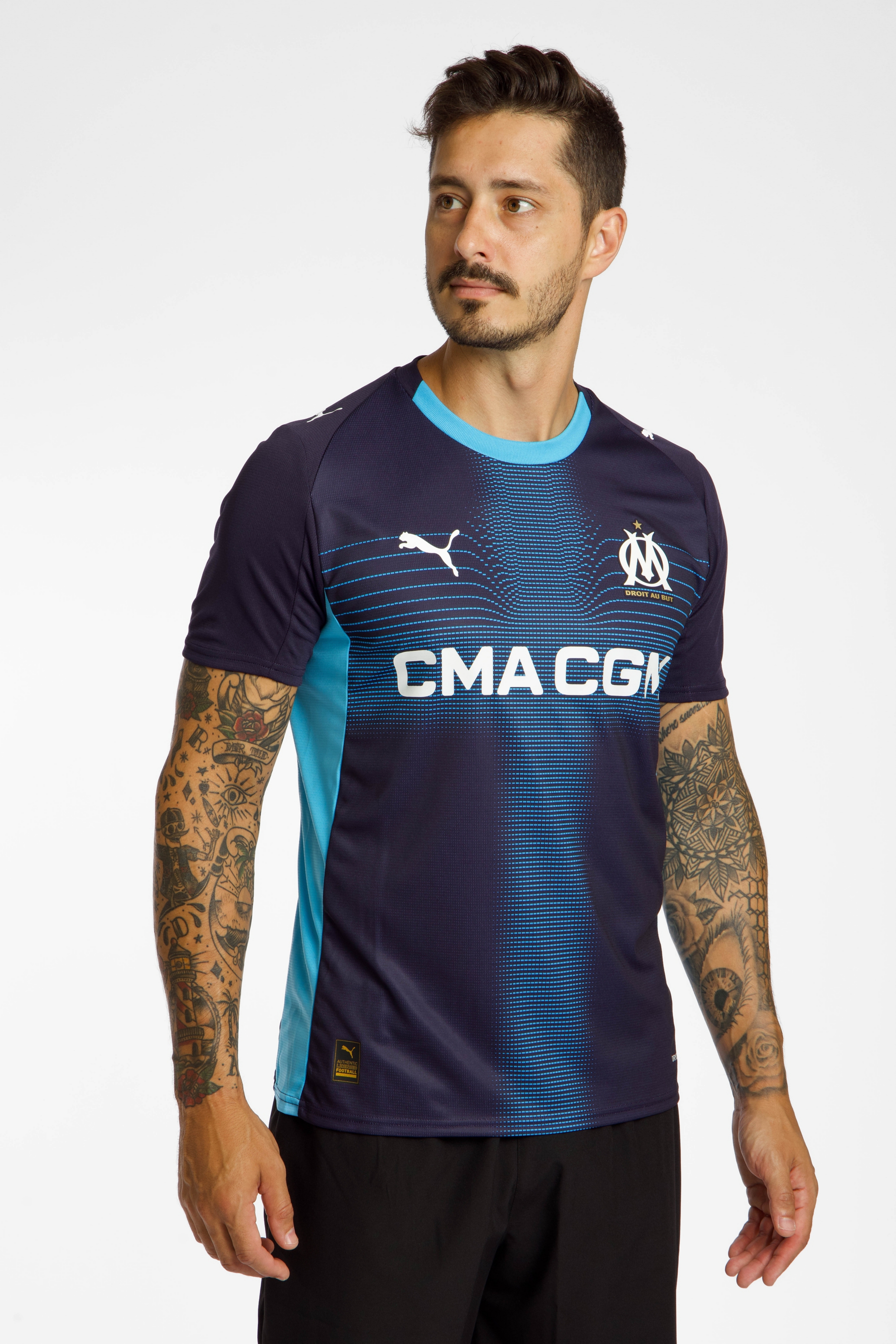 Image of PUMA Olympique Marseille Away Replica Herren Fussballtrikot 25/26 Blau, Herren, Größe: L