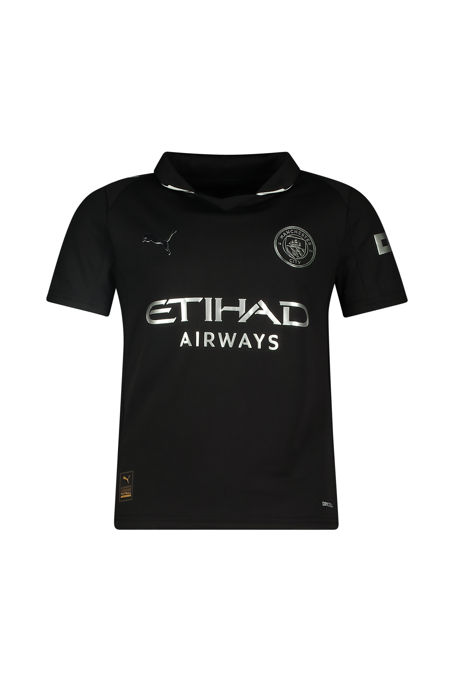 Image of PUMA Manchester City Away Replica Kinder Fussballtrikot 25/26 Schwarz, , Größe: 128