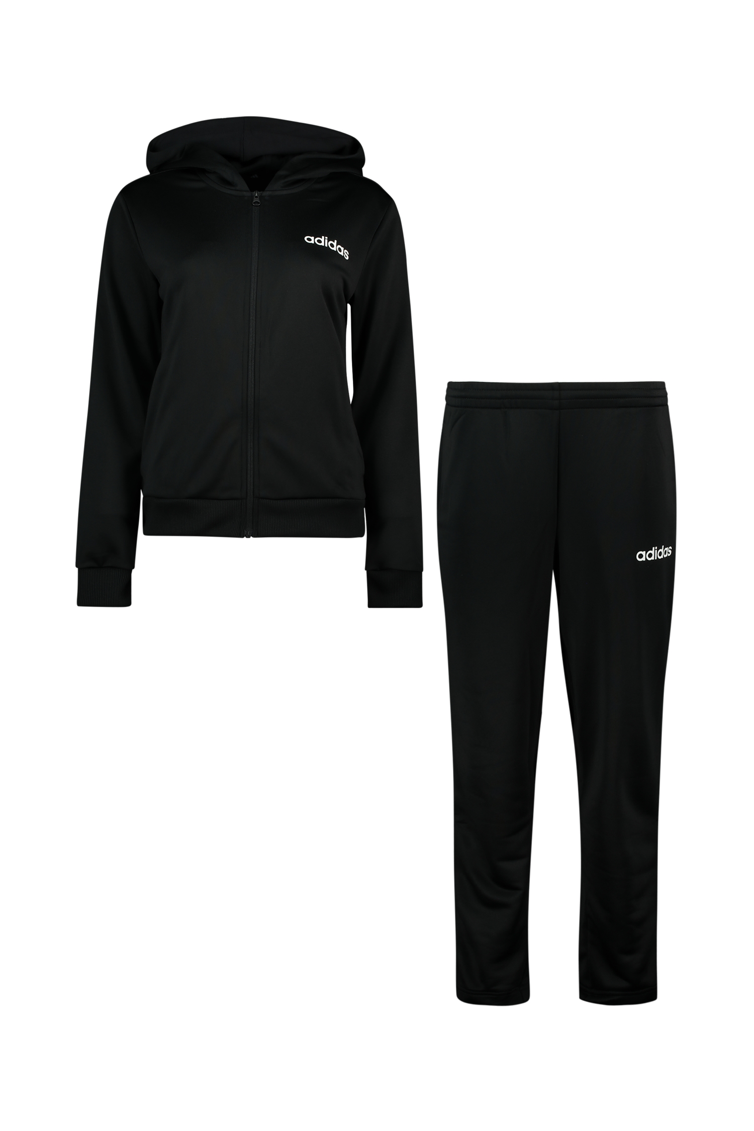 Image of adidas Essentials Linear Damen Trainingsanzug Schwarz, Damen, Größe: L