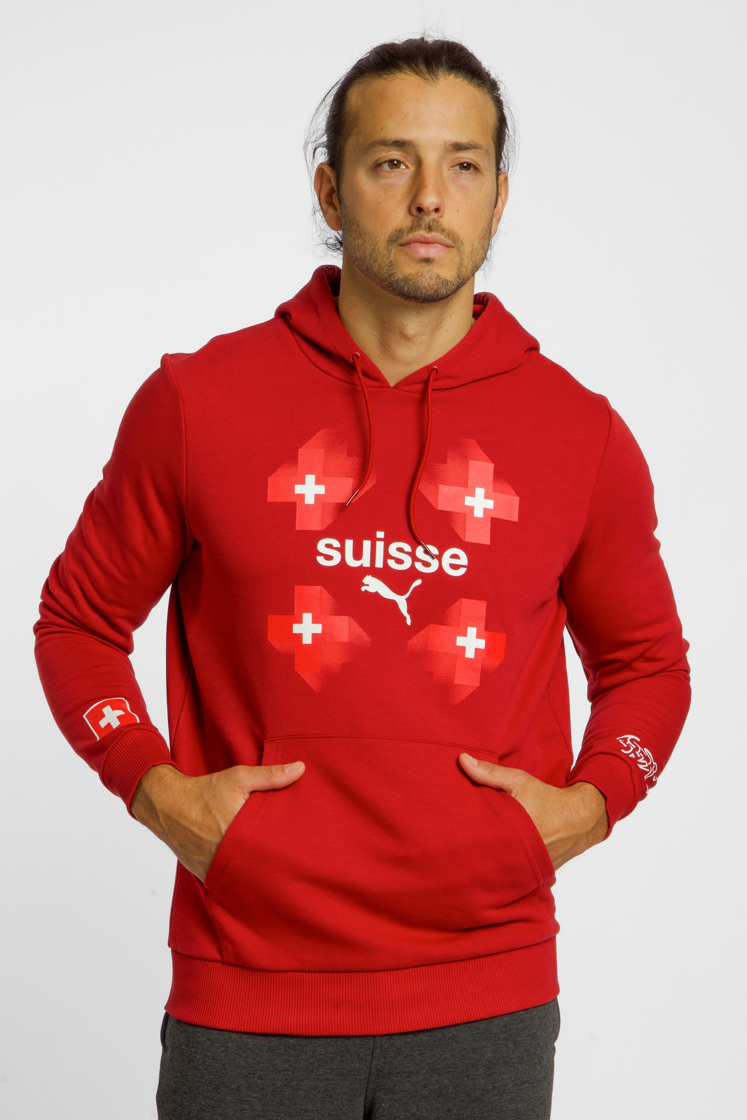 PUMA Schweiz Herren Hoodie Frauen EM 2025 Rot, Herren, Größe: XXL