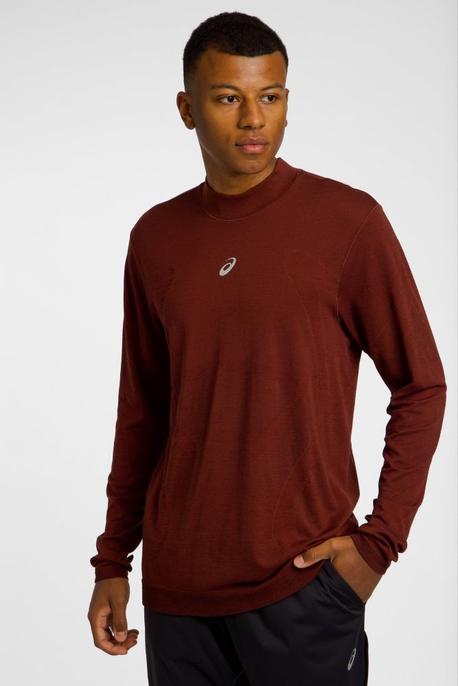 Image of ASICS Road Winter Seamless Herren Longsleeve Rot, Herren, Größe: L