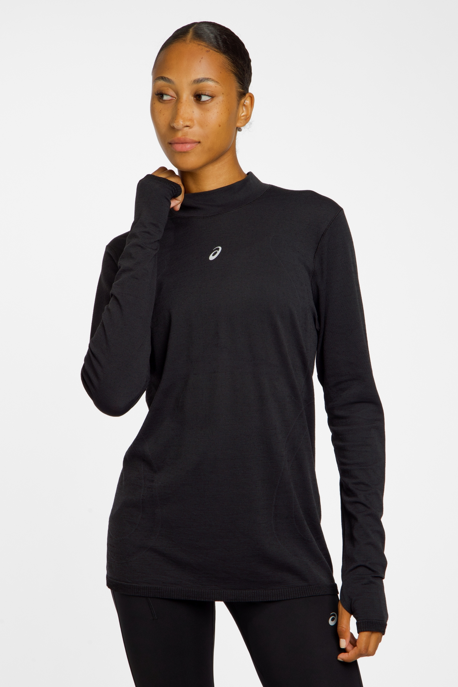Image of ASICS Road Winter Seamless Damen Longsleeve Schwarz, Damen, Größe: S