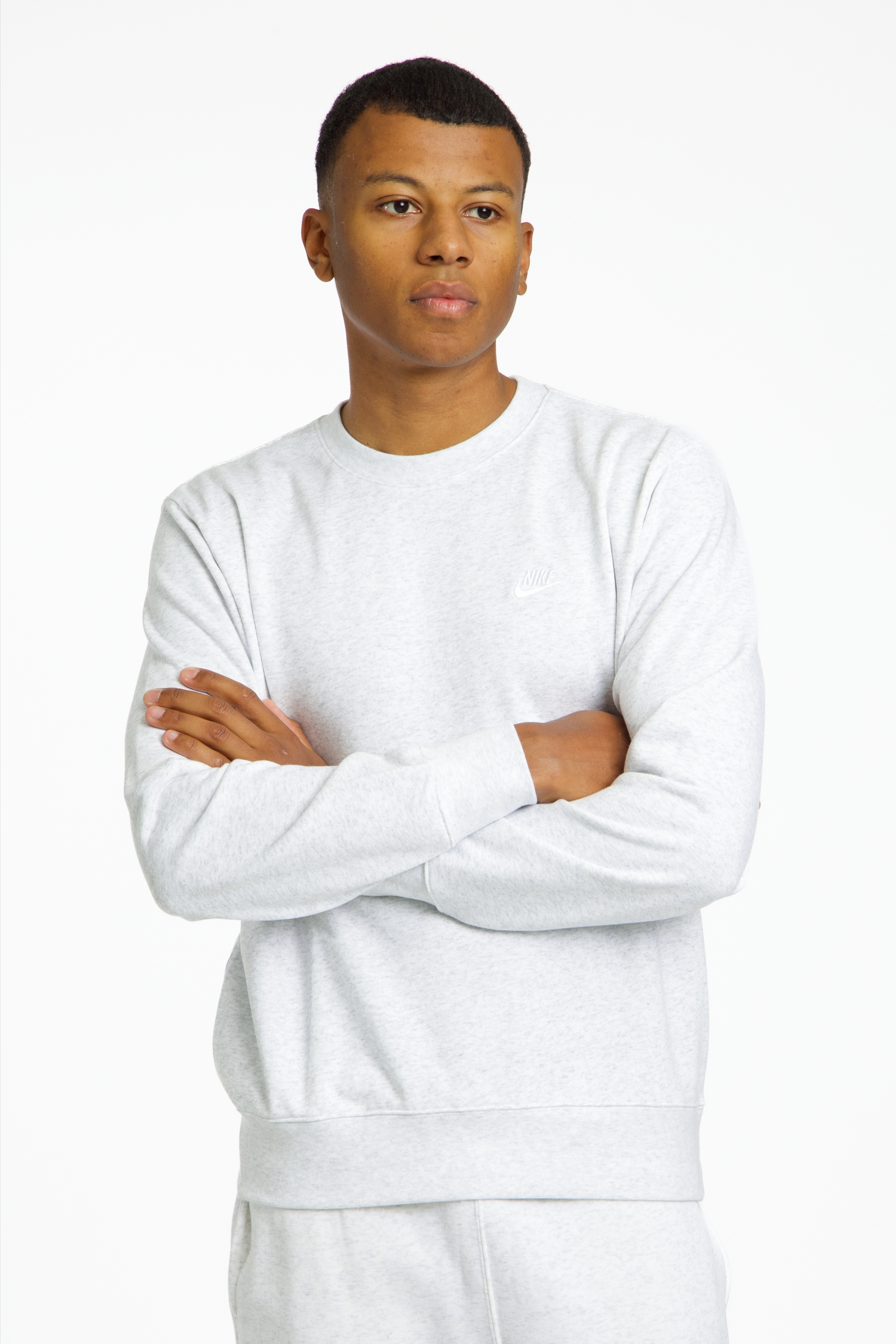 Nike Club Fleece Herren Longsleeve Grau, Herren, Größe: M