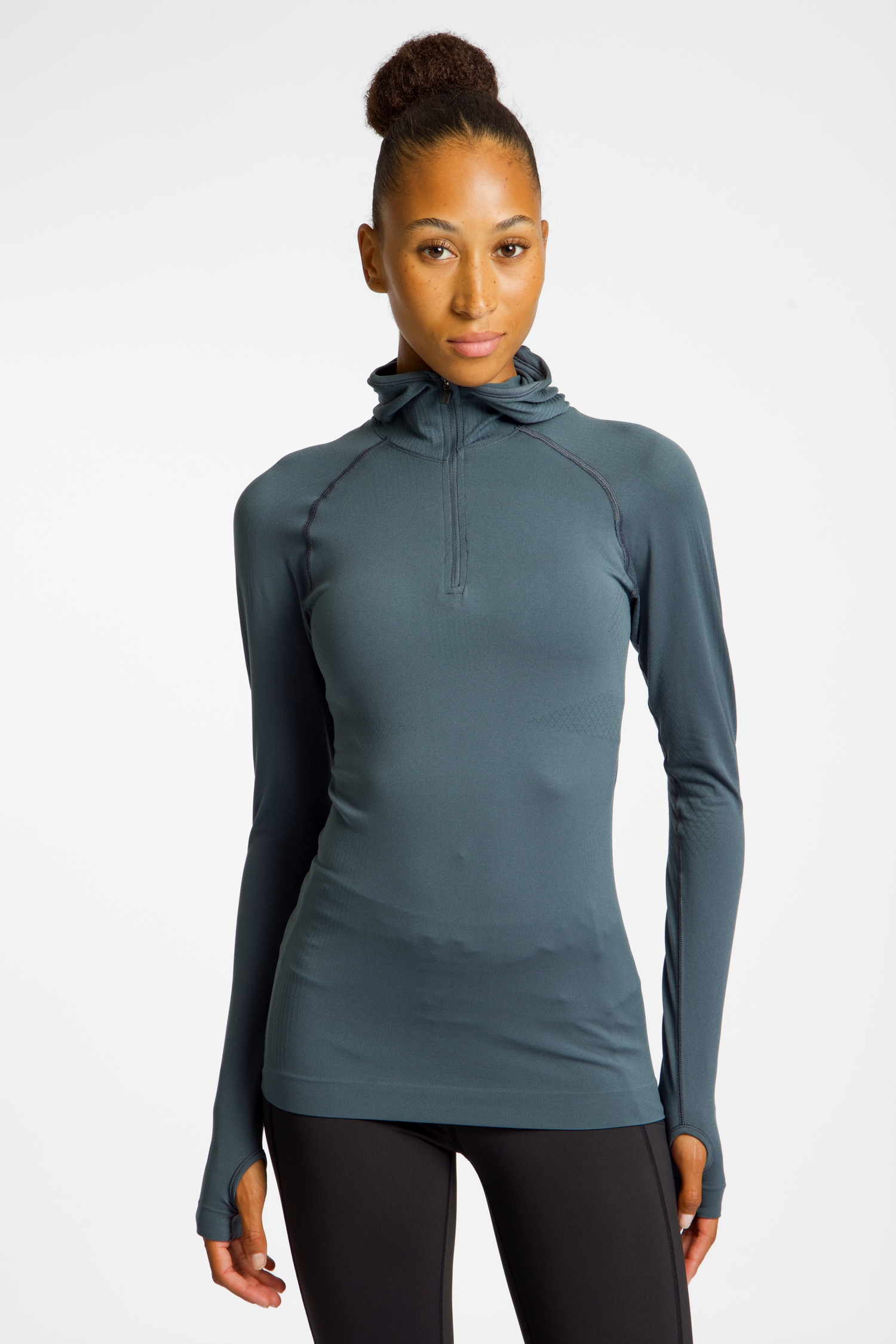 POWERZONE Seamless Damen Hoodie Grau, Damen, Größe: L