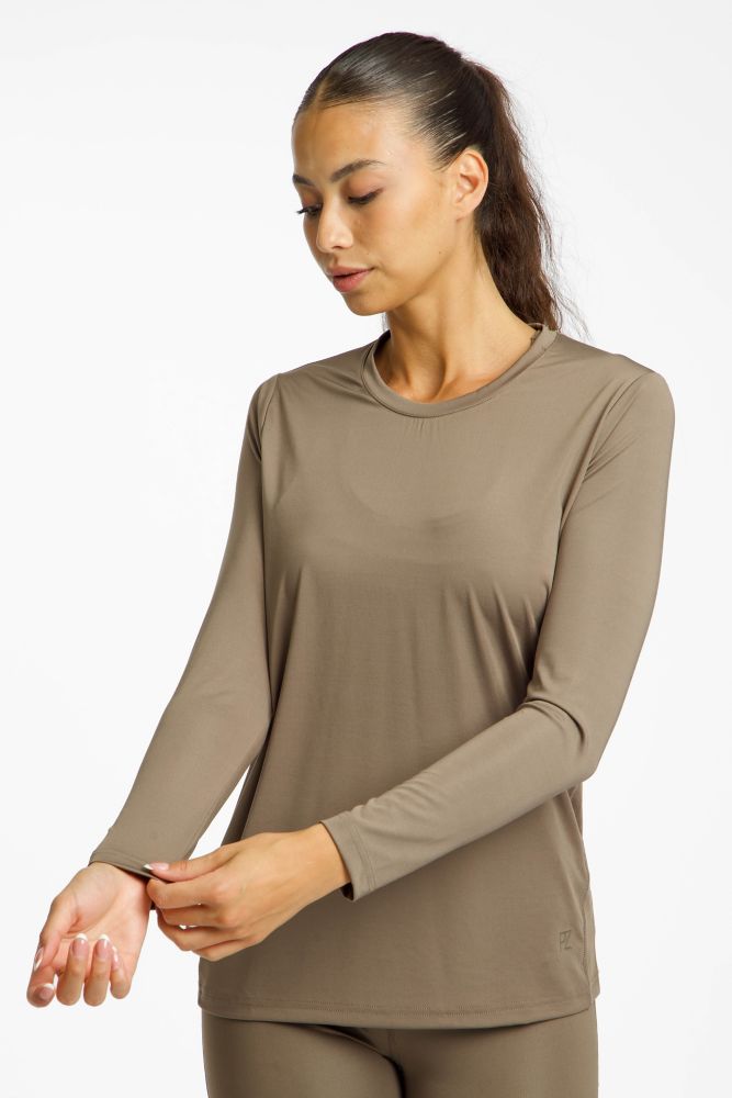POWERZONE Damen Longsleeve Braun, Damen, Größe: XXL