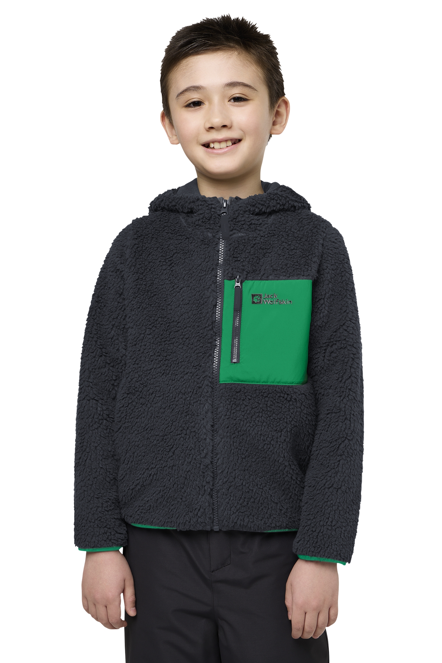 Jack Wolfskin Ice Curl Hood Kinder Midlayer Grau, , Größe: 116