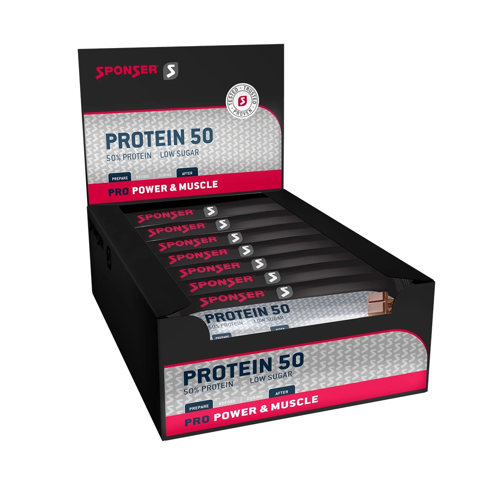 Sponser Protein 50 Chocolate 25 x 50 g Sportriegel Braun, Herren, Größe: 1