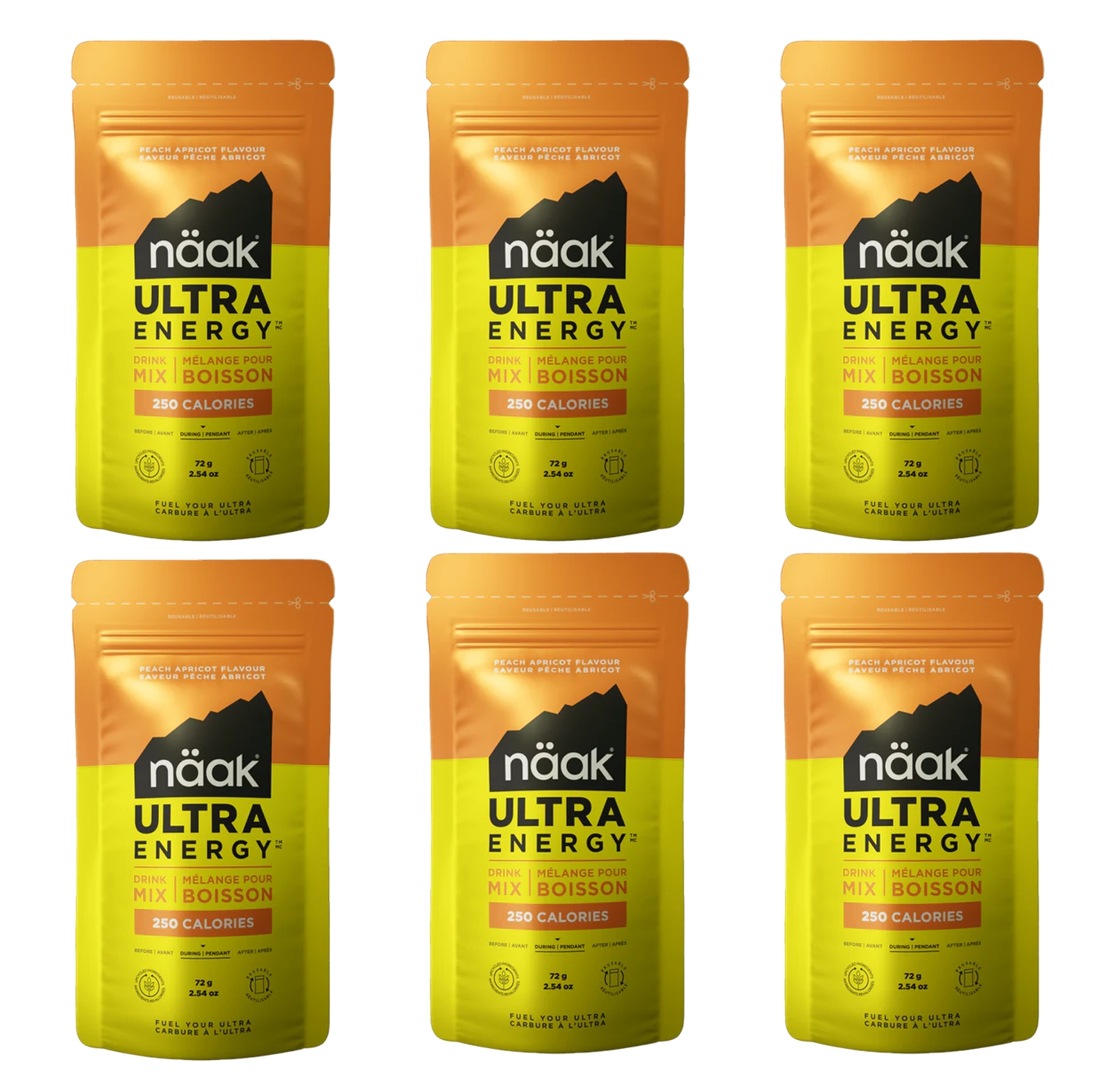 Image of näak Ultra Energy™ Peach Apricot 6 x 72 g Getränkepulver Orange, Herren, Größe: 0
