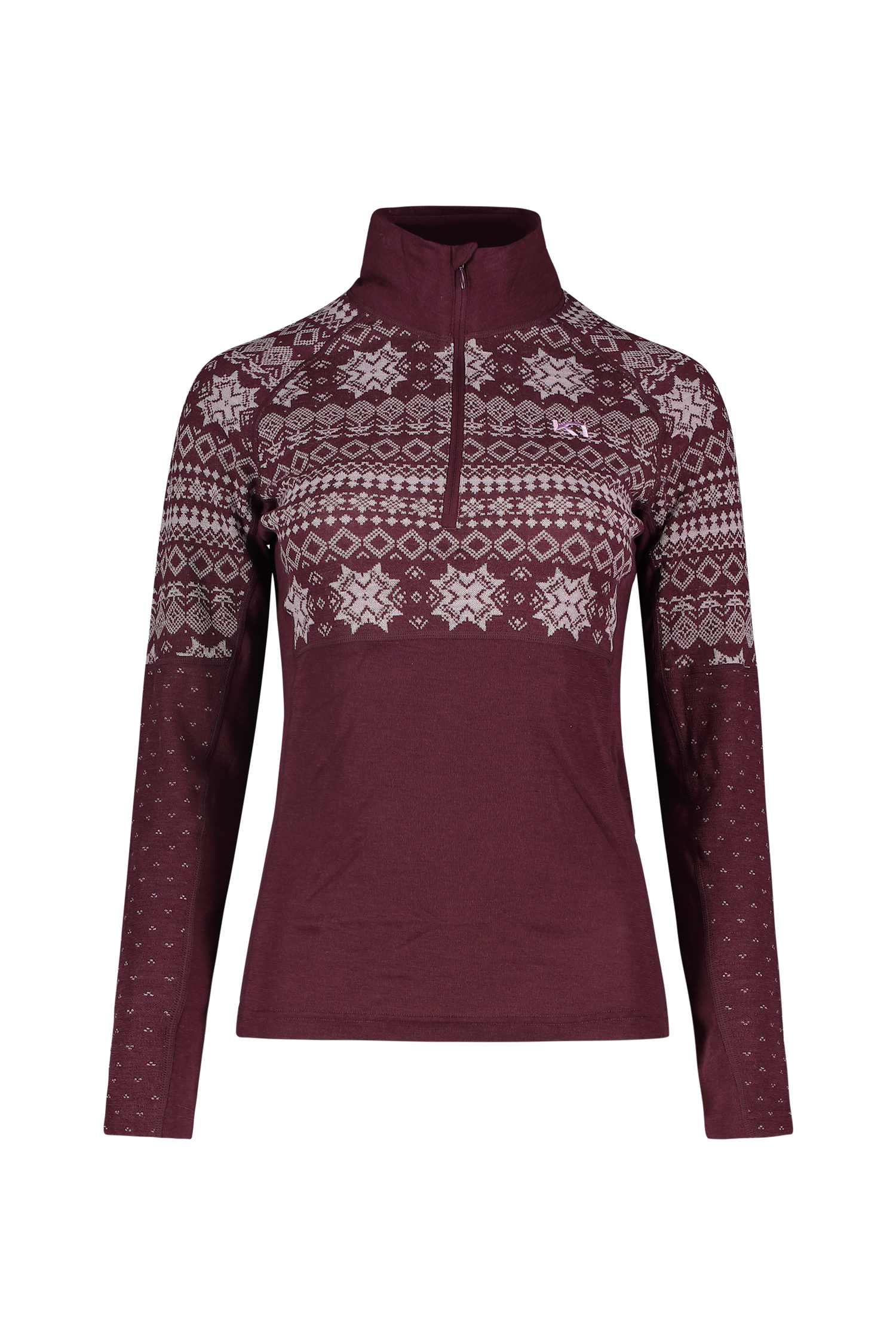 Image of Kari Traa Vilma Merino Half-Zip Damen Thermo Longsleeve Rot, Damen, Größe: L