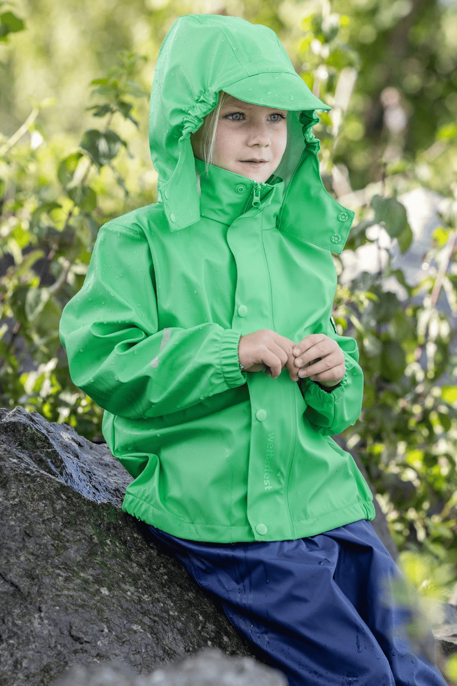 RUKKA Jori Mini Kinder Regenjacke Grün, , Größe: 98