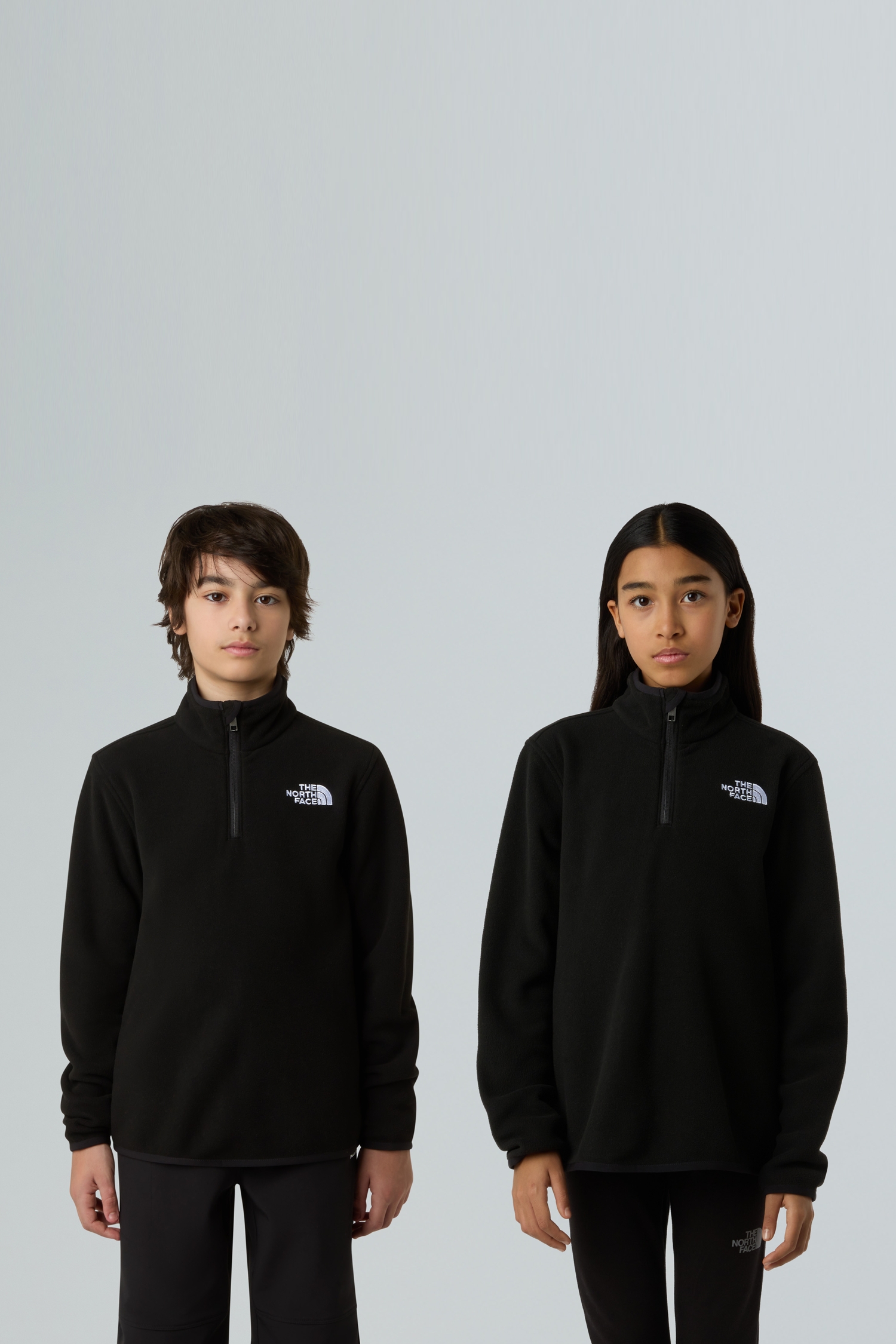 Image of The North Face Glacier Fleece 1/4 Zip Kinder Midlayer Schwarz, , Größe: L